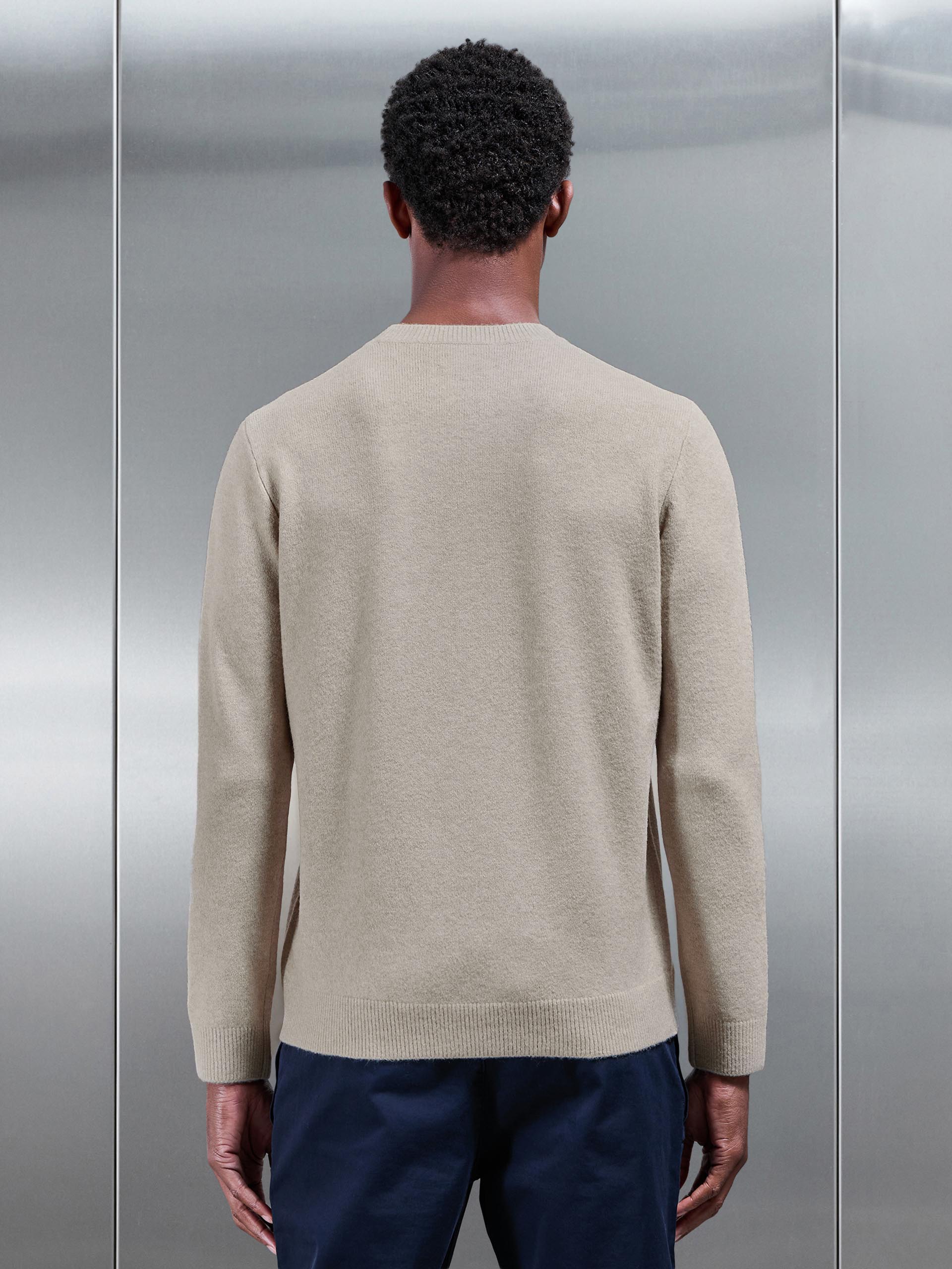 Mens Chunky Wool Sweatshirt in Stone