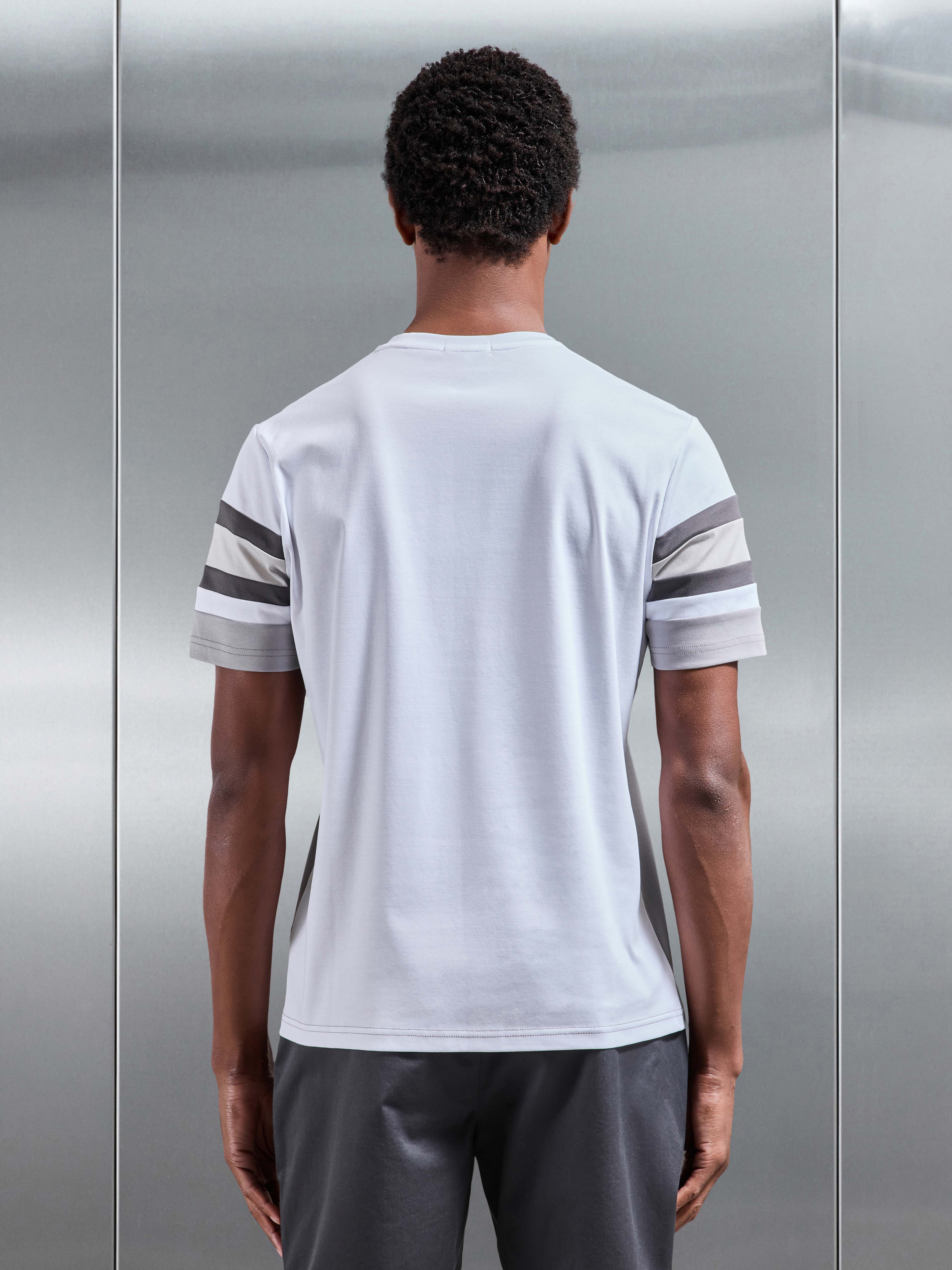 Mens Colour Block Mercerised T-Shirt in Mid Grey