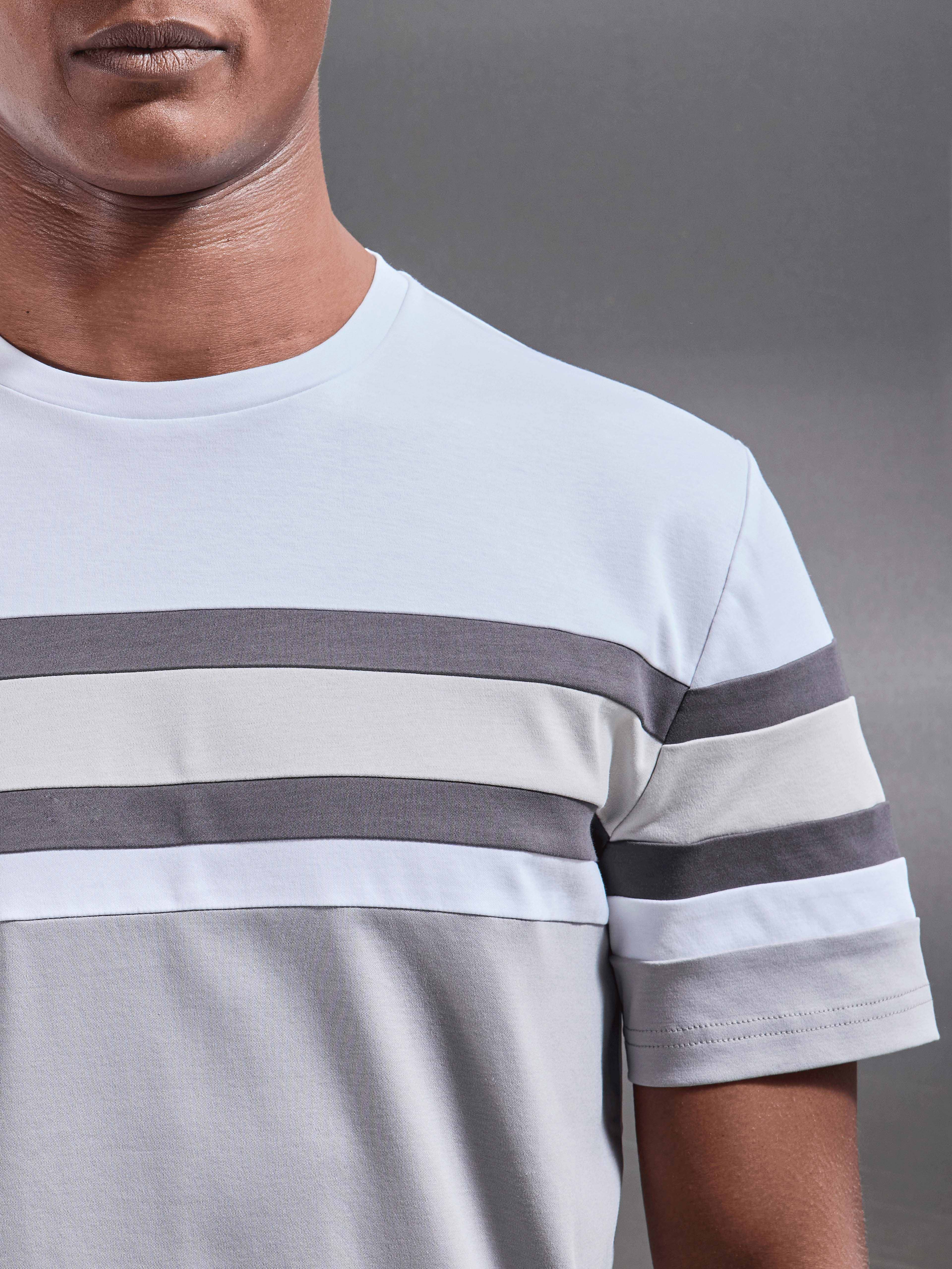 Colour Block Mercerised T-Shirt in Mid Grey