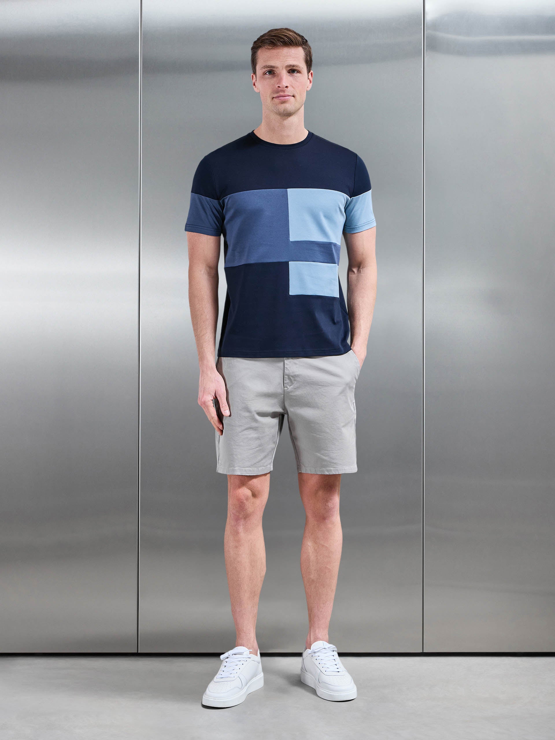 Mens Colour Block T-Shirt in Navy