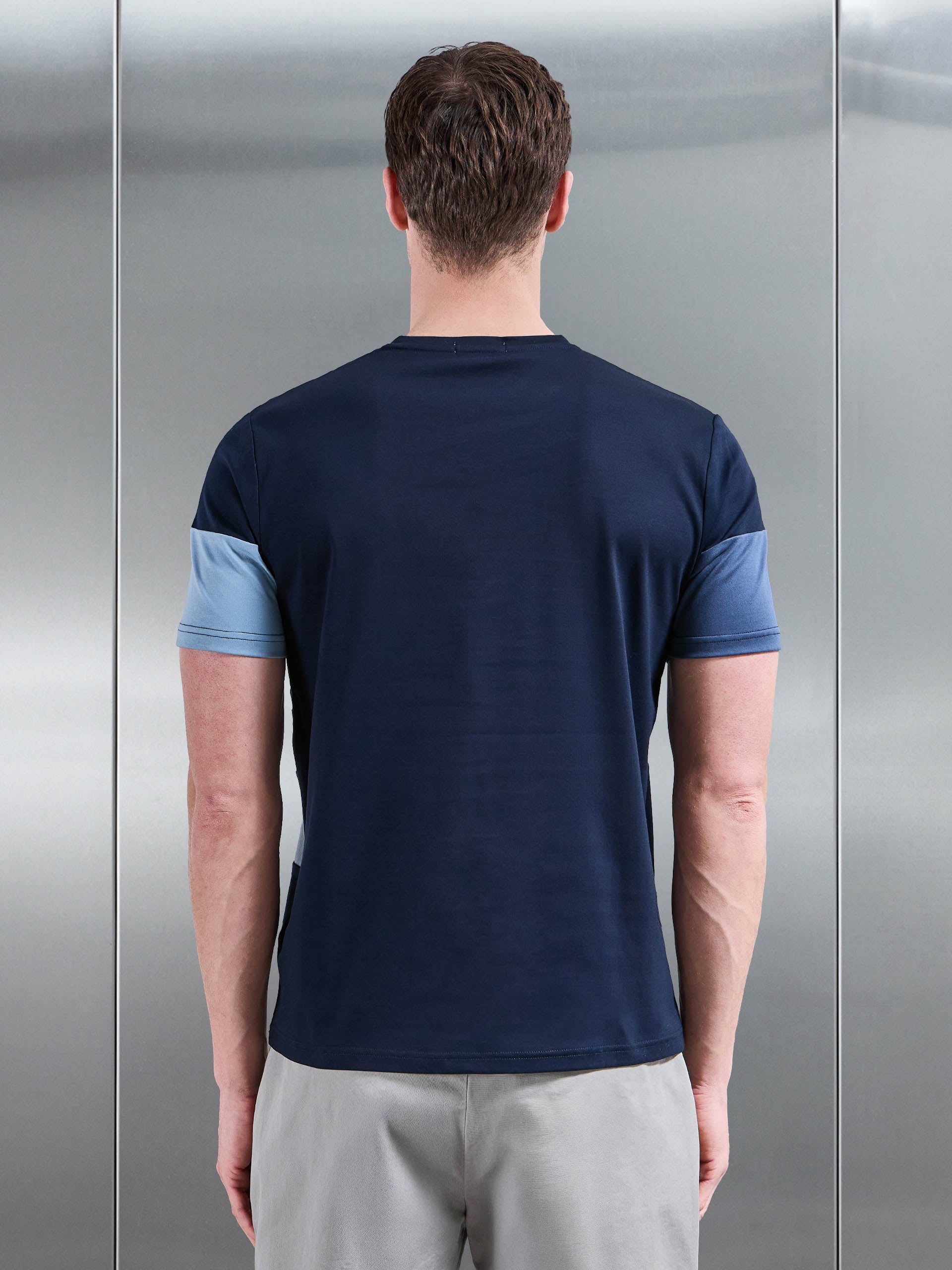 Mens Colour Block T-Shirt in Navy