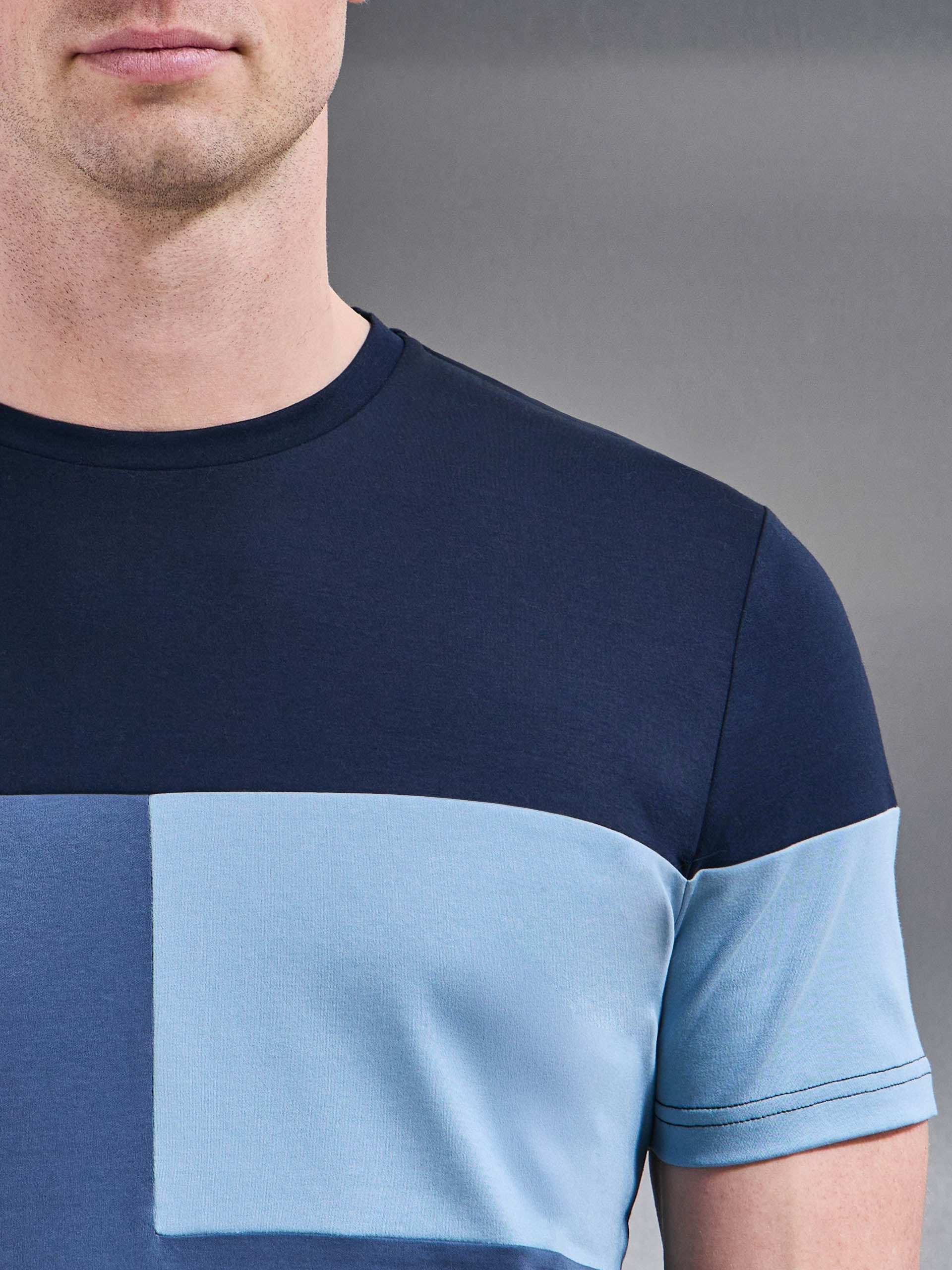 Mens Colour Block T-Shirt in Navy