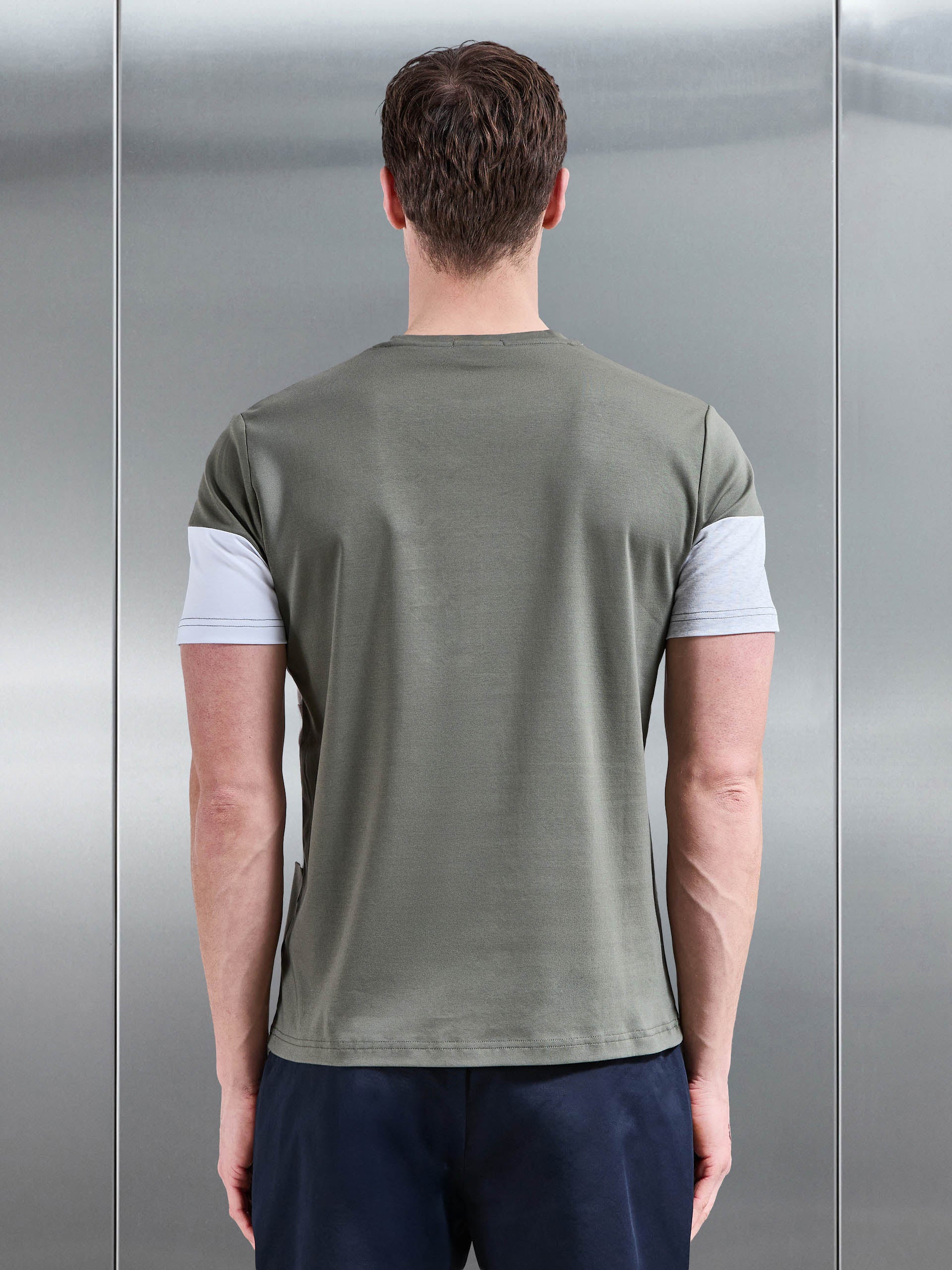 Mens Colour Block T-Shirt in Sage