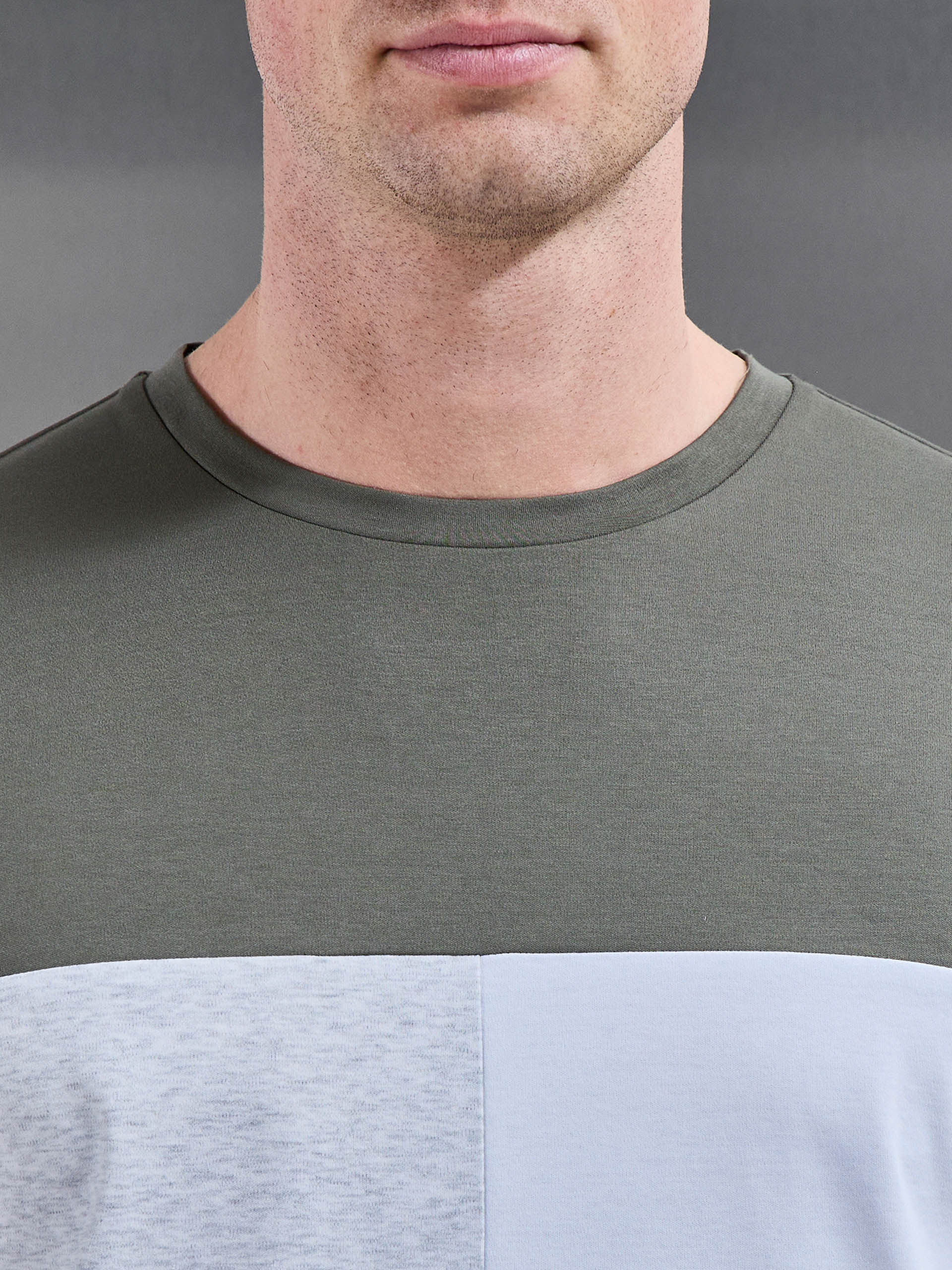 Mens Colour Block T-Shirt in Sage