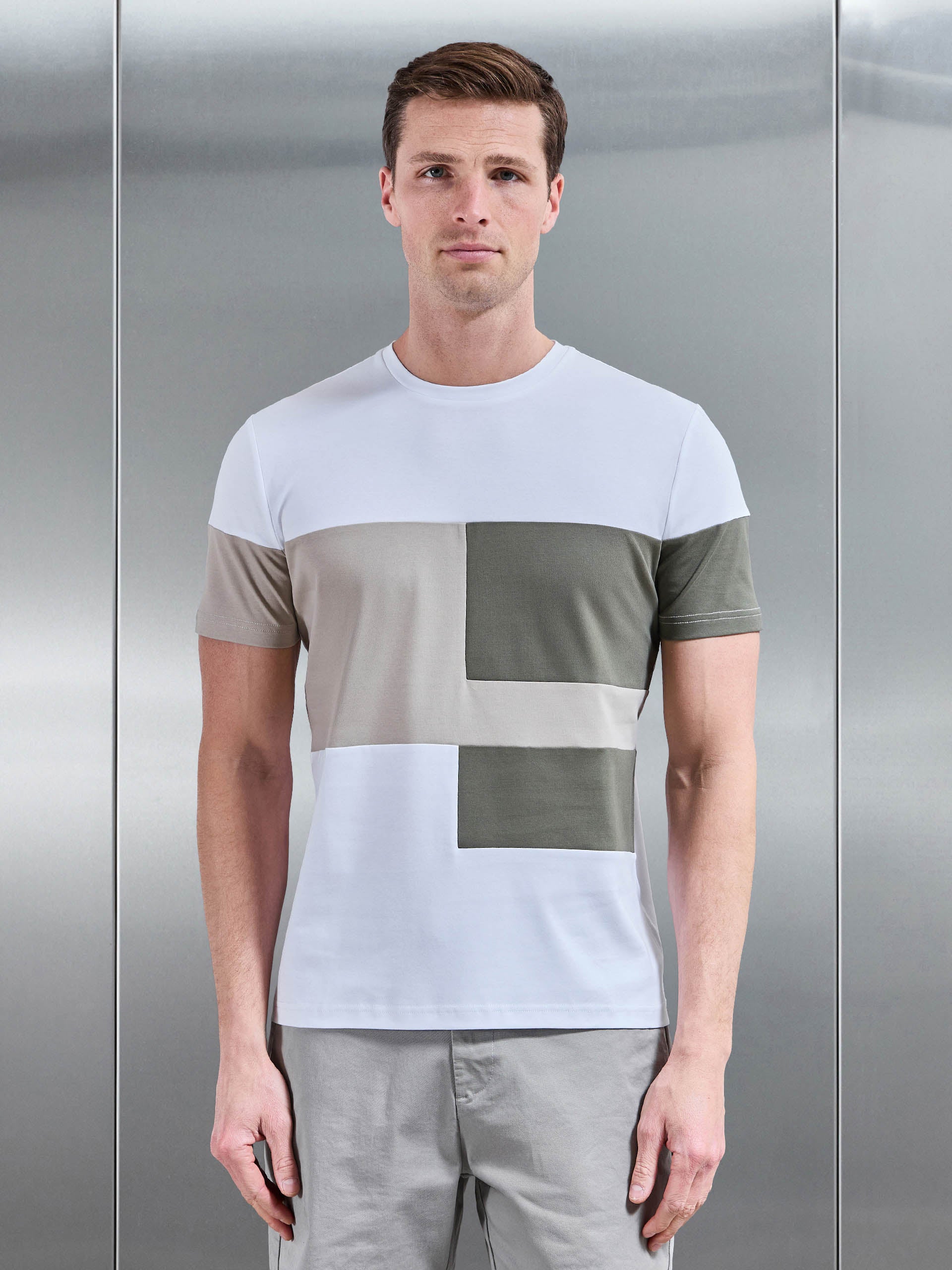 Mens Colour Block T-Shirt in White