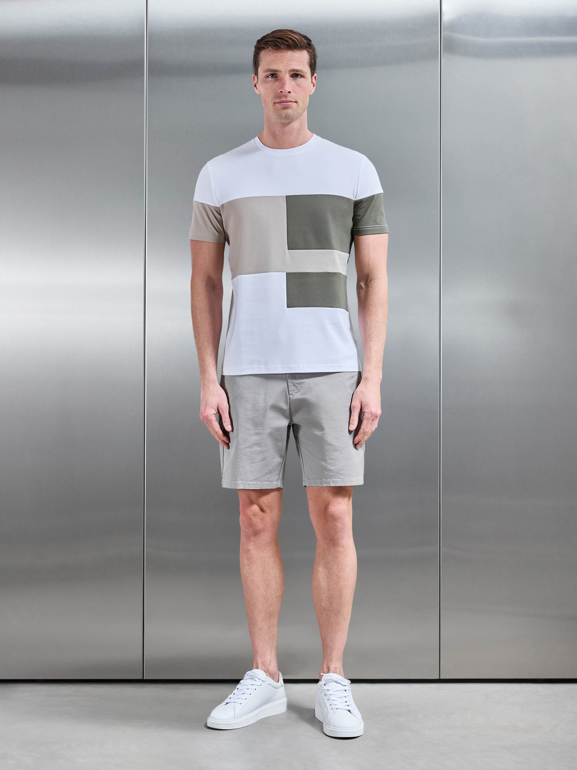 Mens Colour Block T-Shirt in White