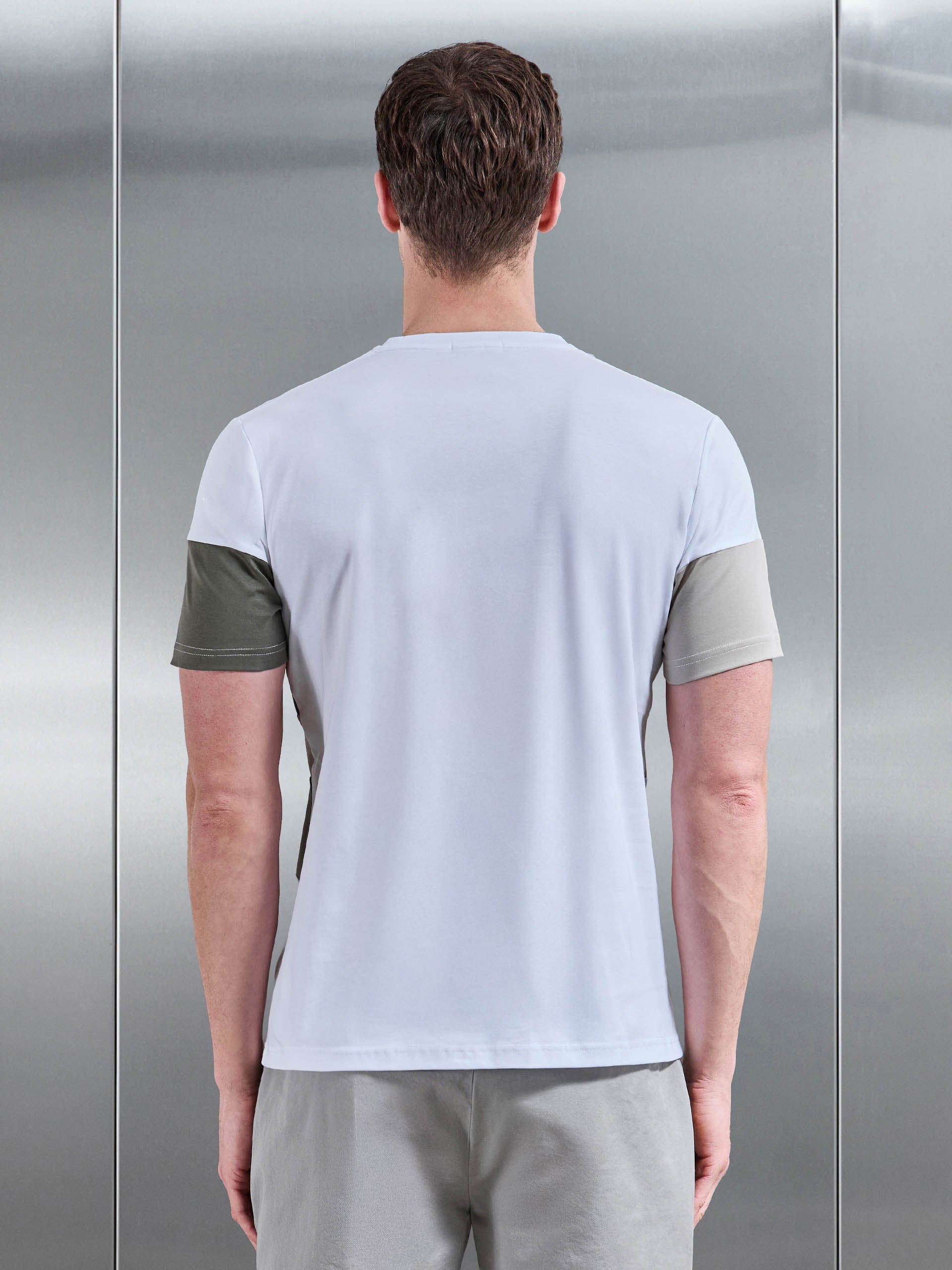 Mens Colour Block T-Shirt in White