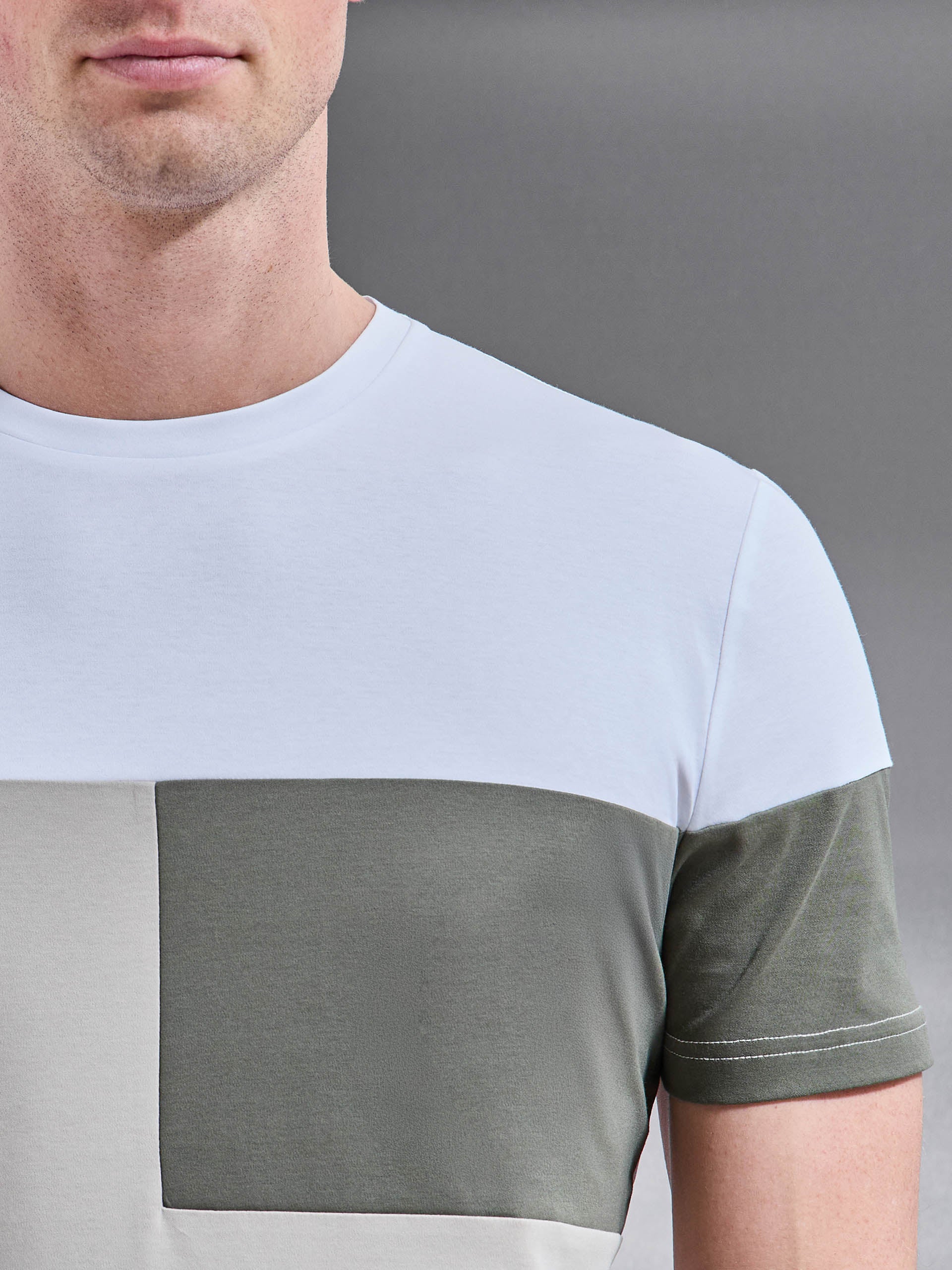 Mens Colour Block T-Shirt in White