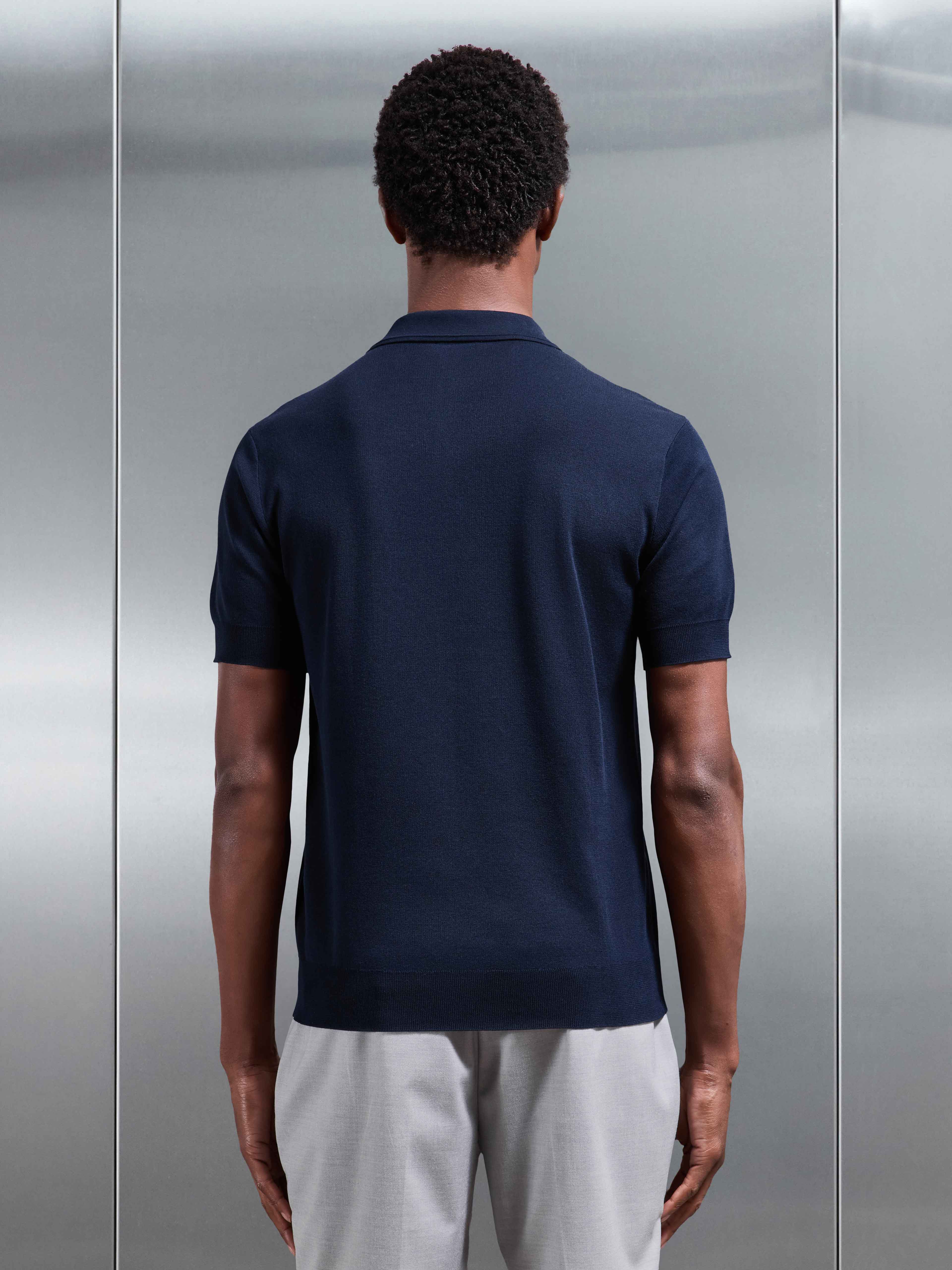 Como Knitted Polo Shirt in Navy