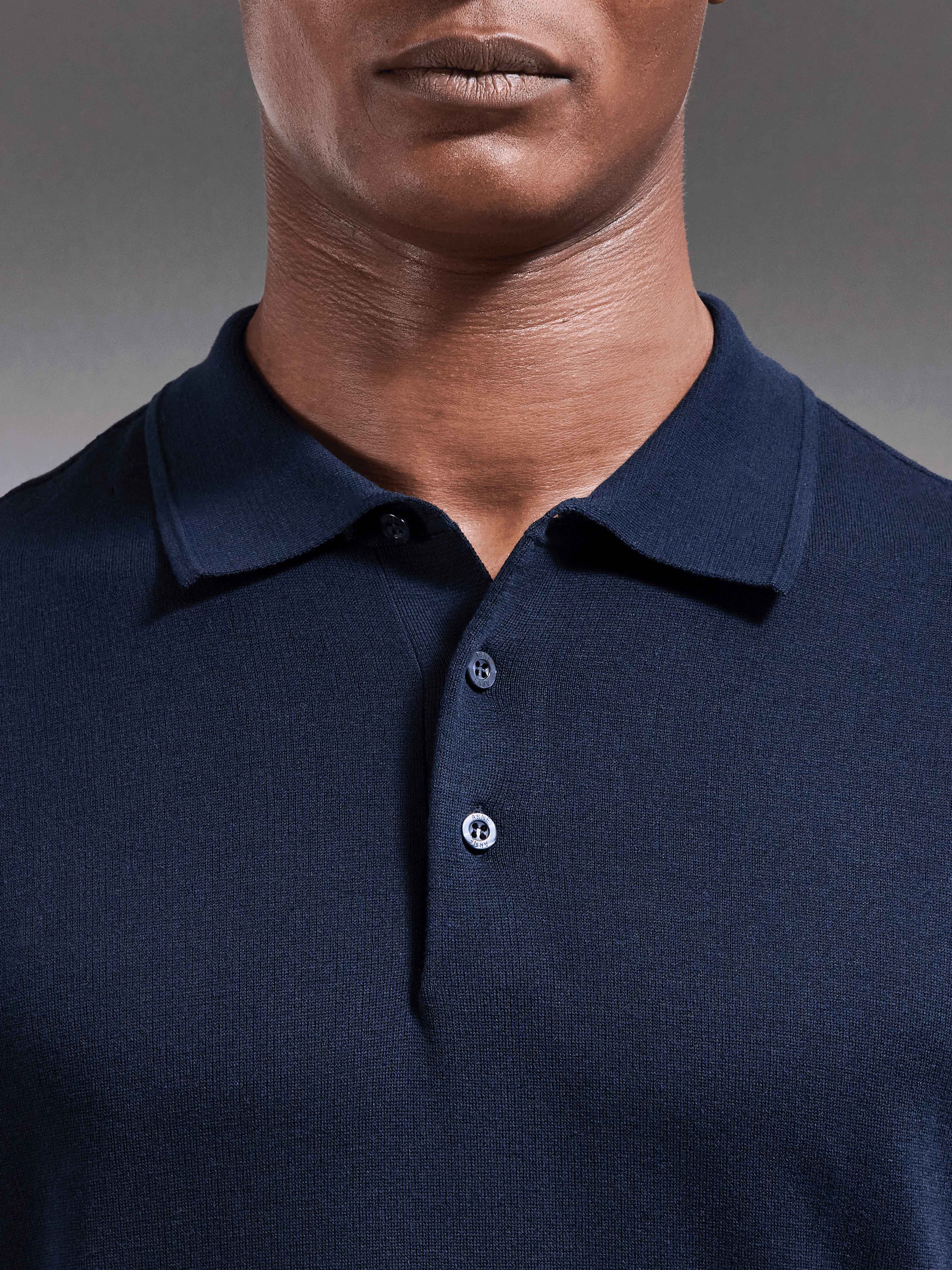 Como Knitted Polo Shirt in Navy