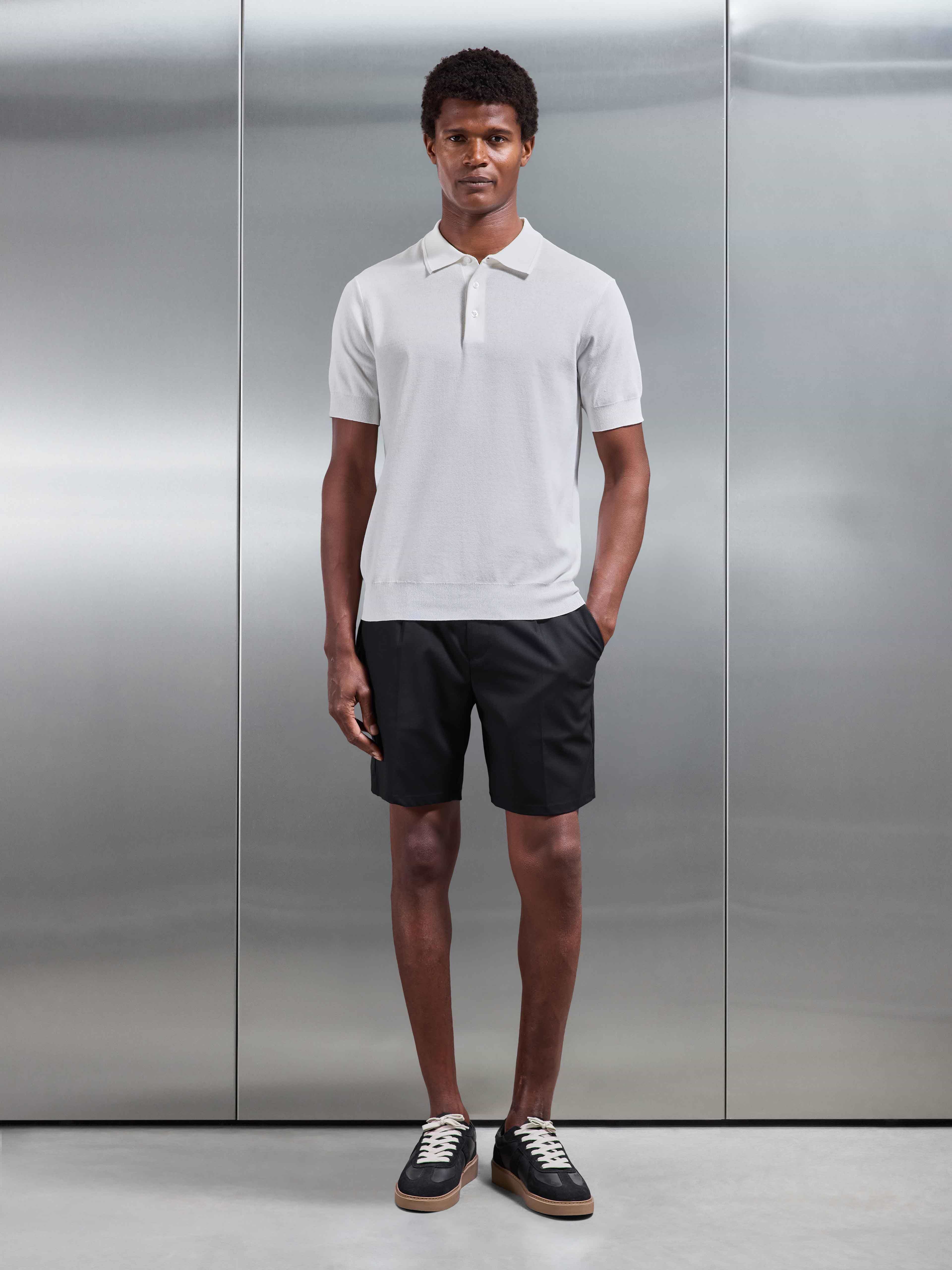 Mens Como Knitted Polo Shirt in White
