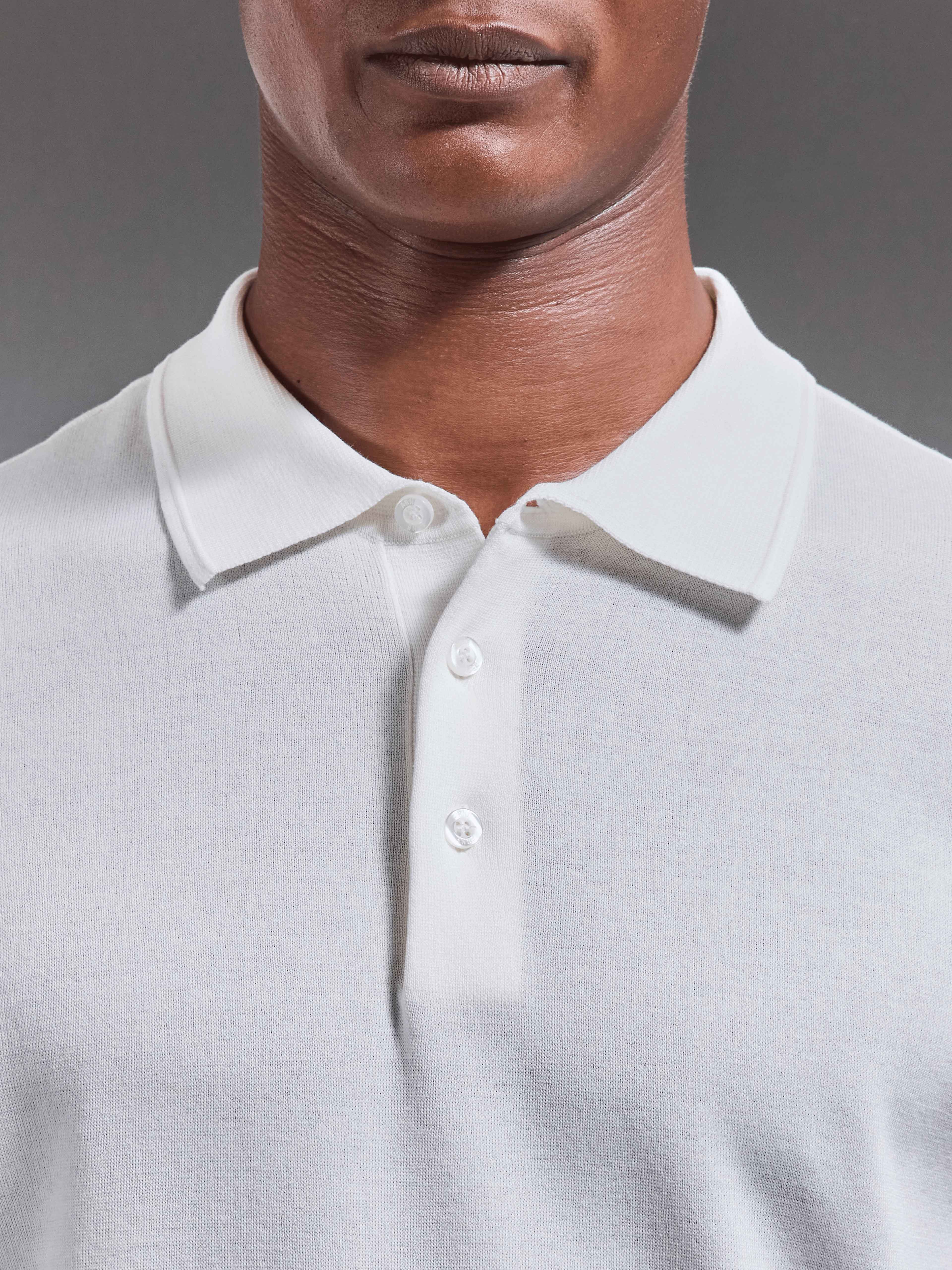 Como Knitted Polo Shirt in White