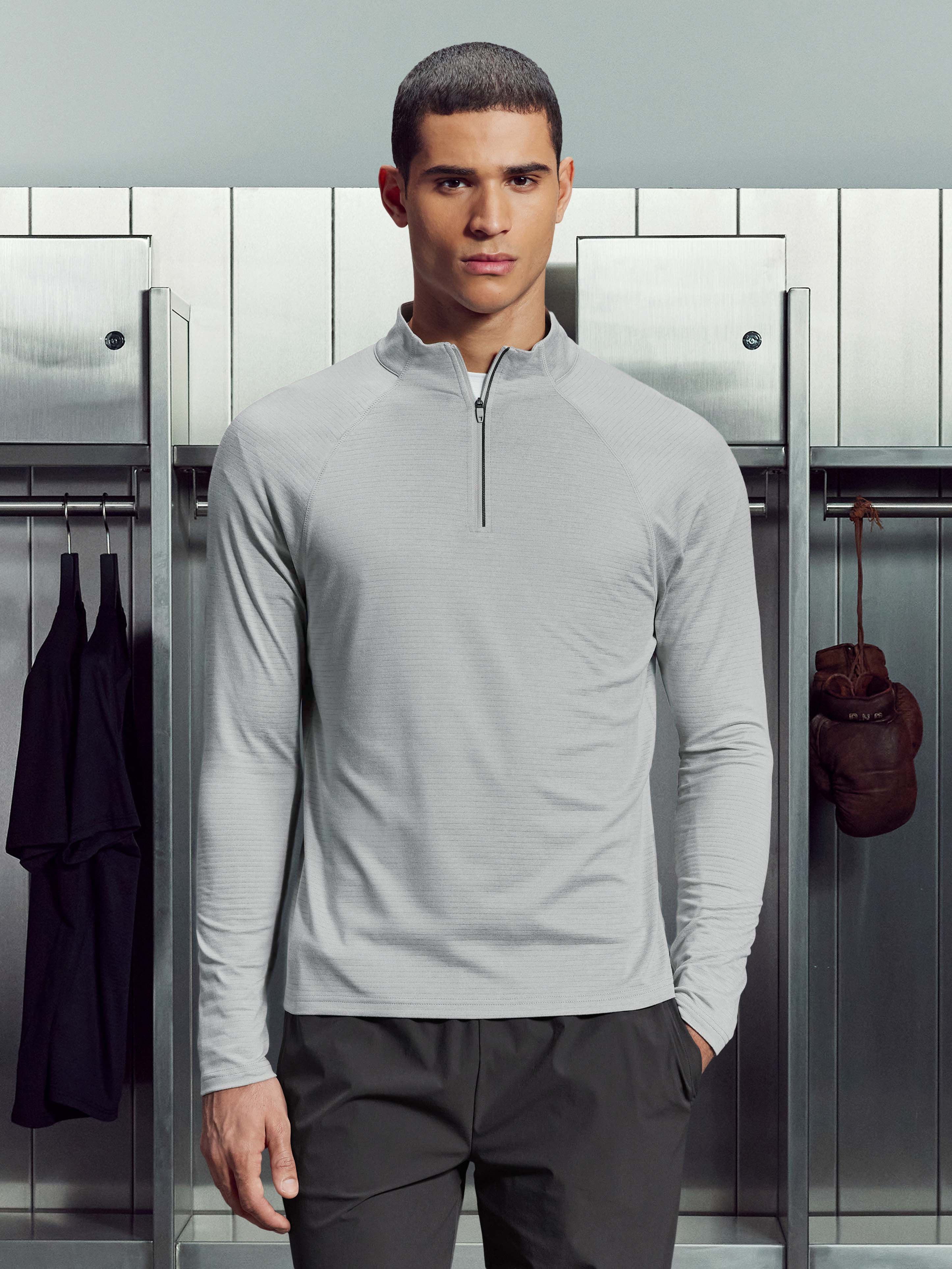 Mens Condition Half Zip in Mid Grey
