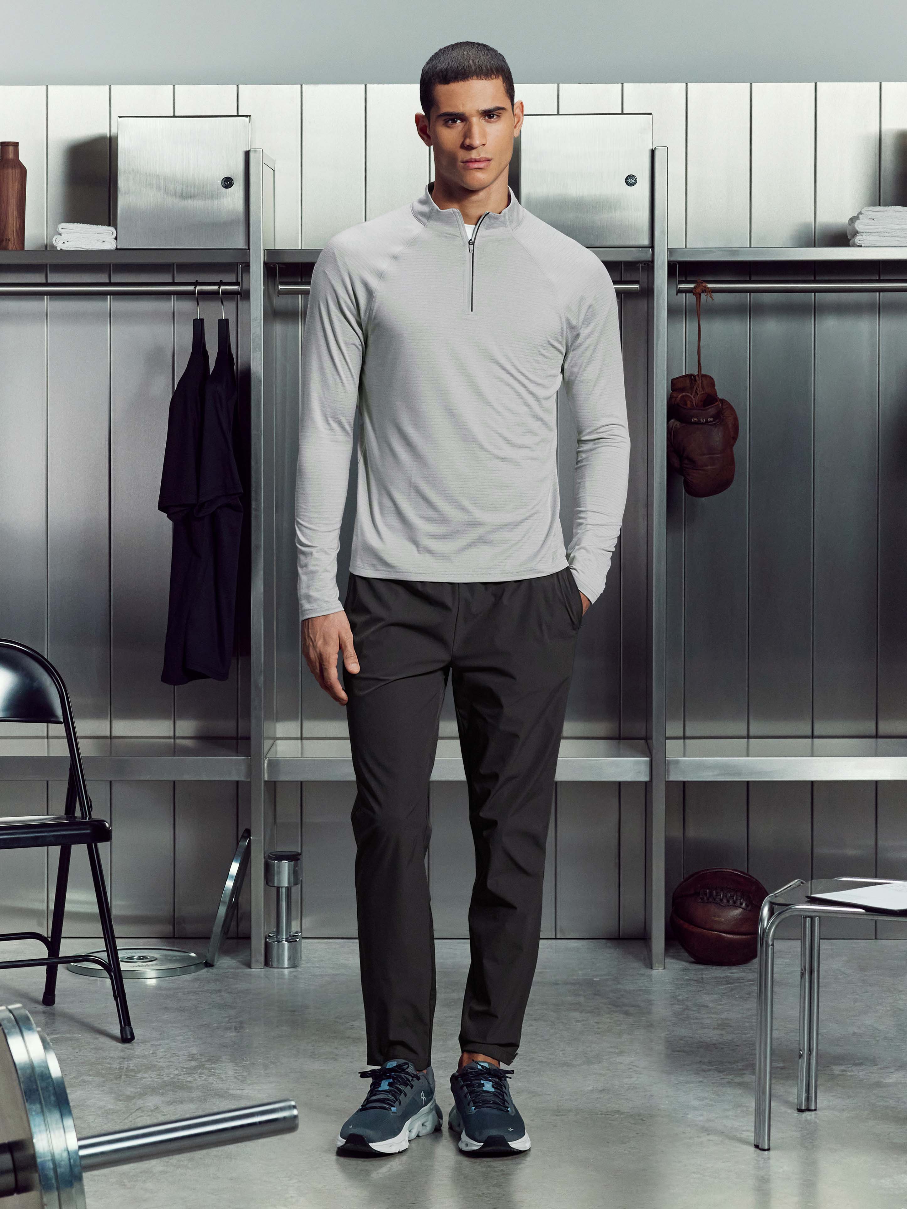 Mens Condition Half Zip in Mid Grey