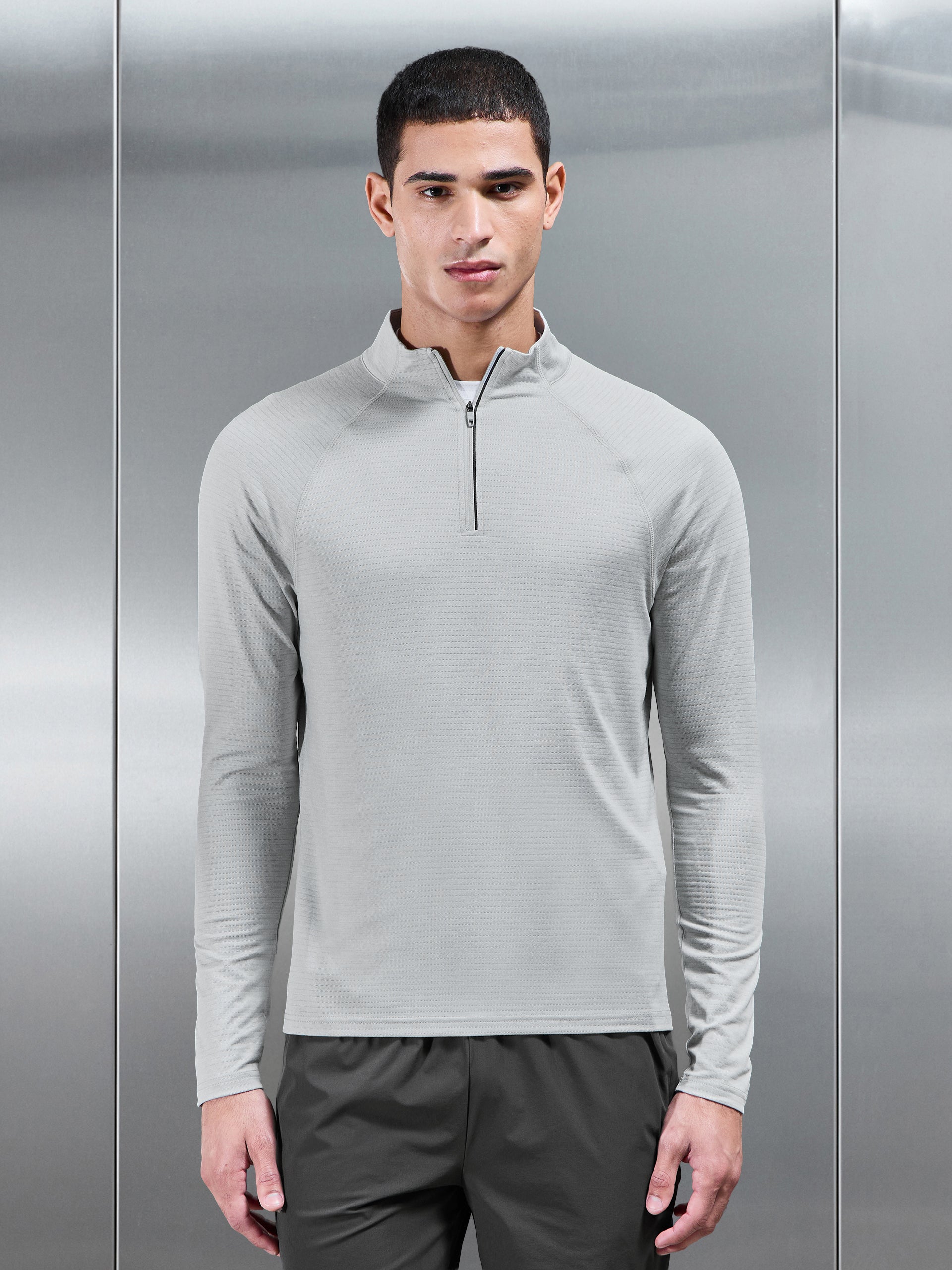 Mens Condition Half Zip in Mid Grey