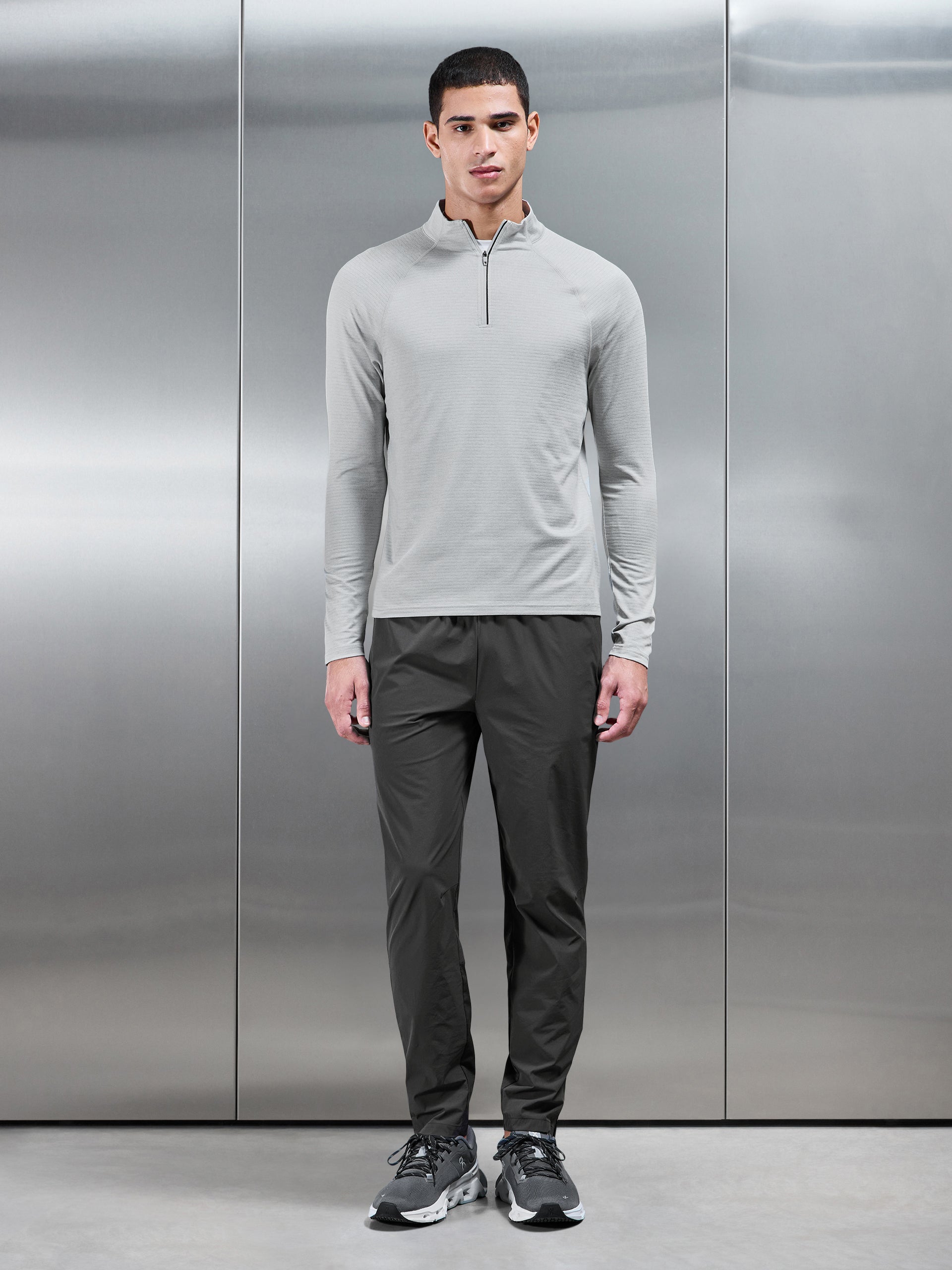 Mens Condition Half Zip in Mid Grey