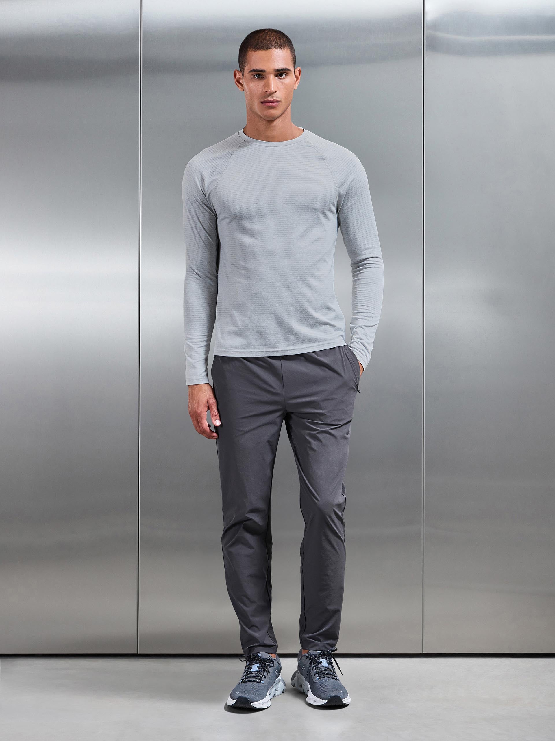 Mens Condition Long Sleeve T-Shirt in Mid Grey