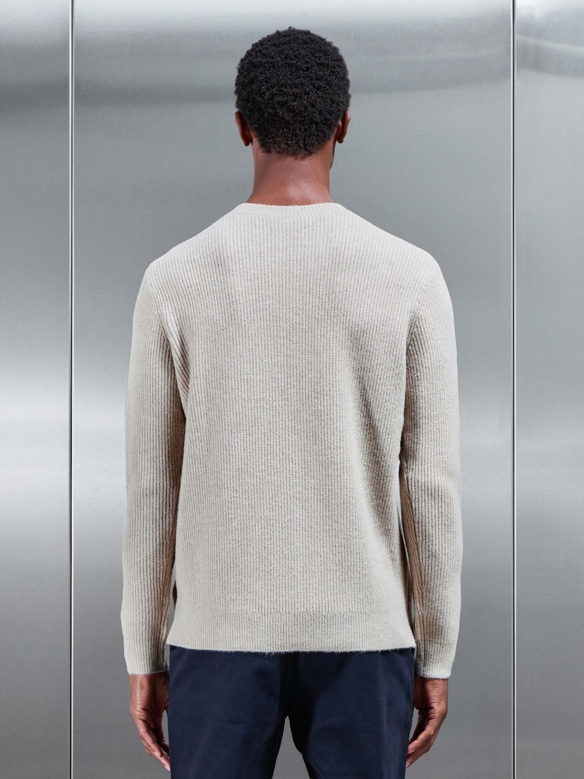 Mens Cosy Knitted Sweatshirt in Stone