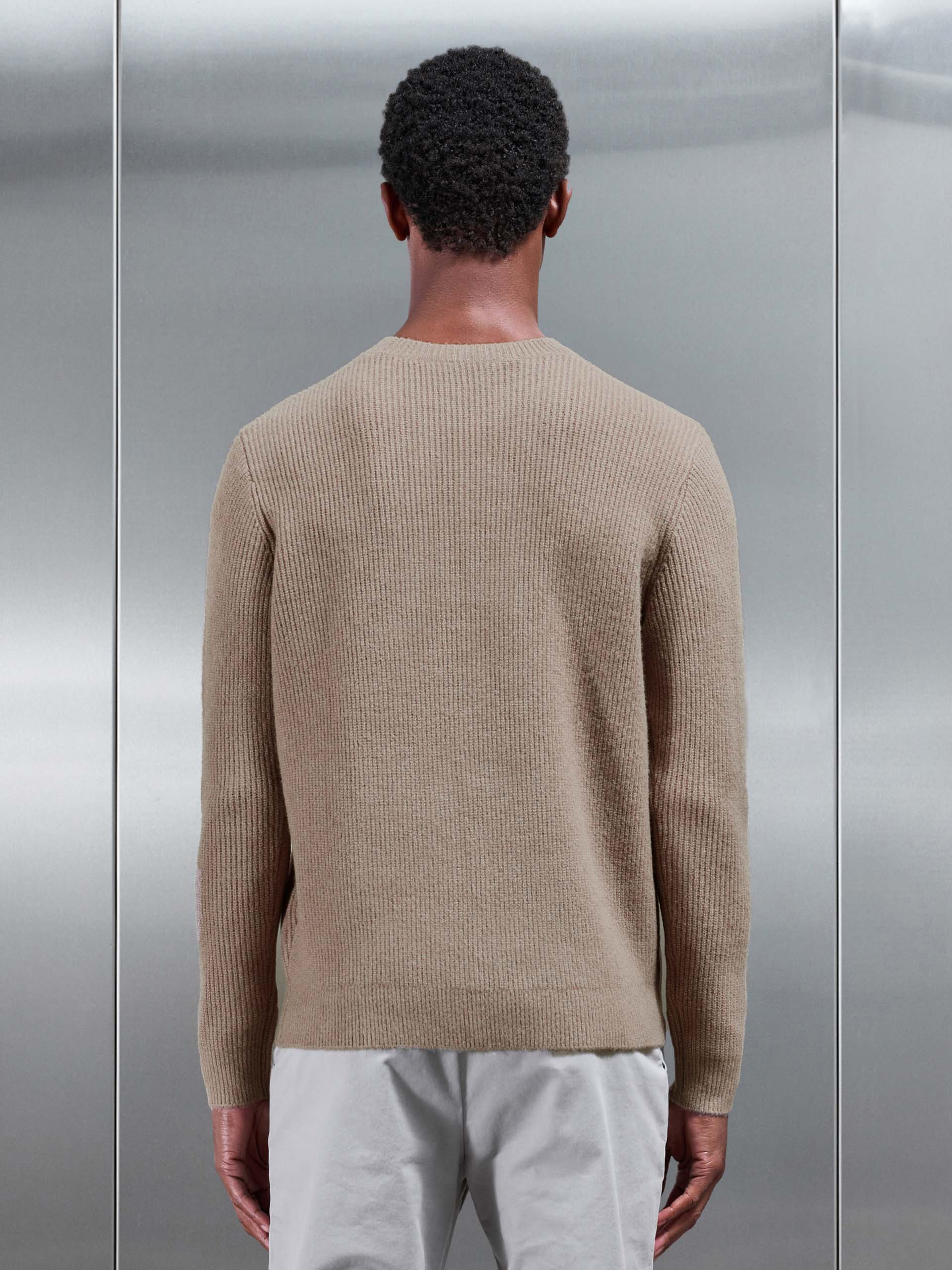 Mens Cosy Knitted Sweatshirt in Taupe