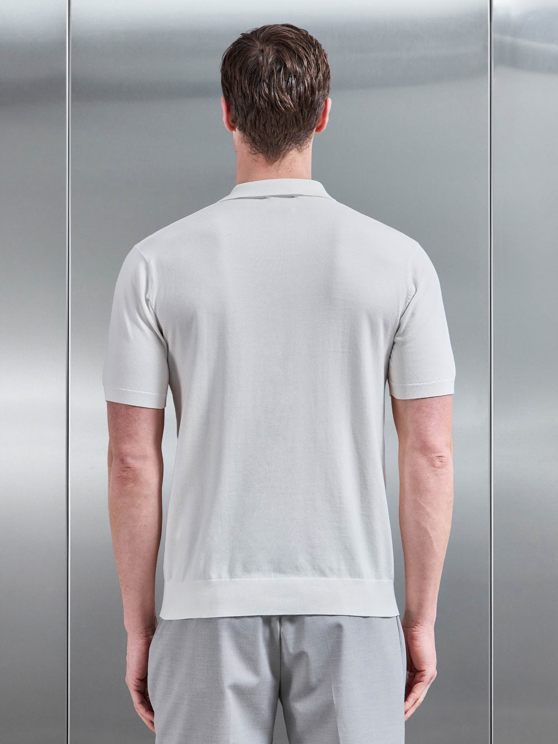 Mens Cotton And Silk Polo Shirt in Off White