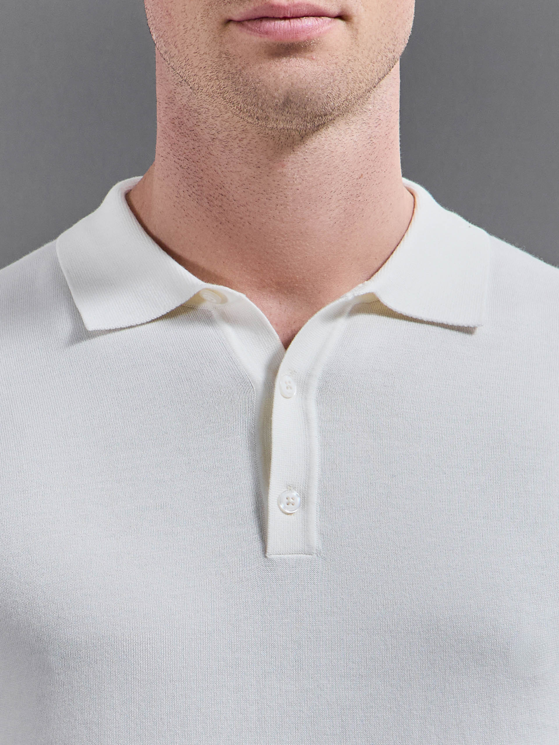 Mens Cotton And Silk Polo Shirt in Off White