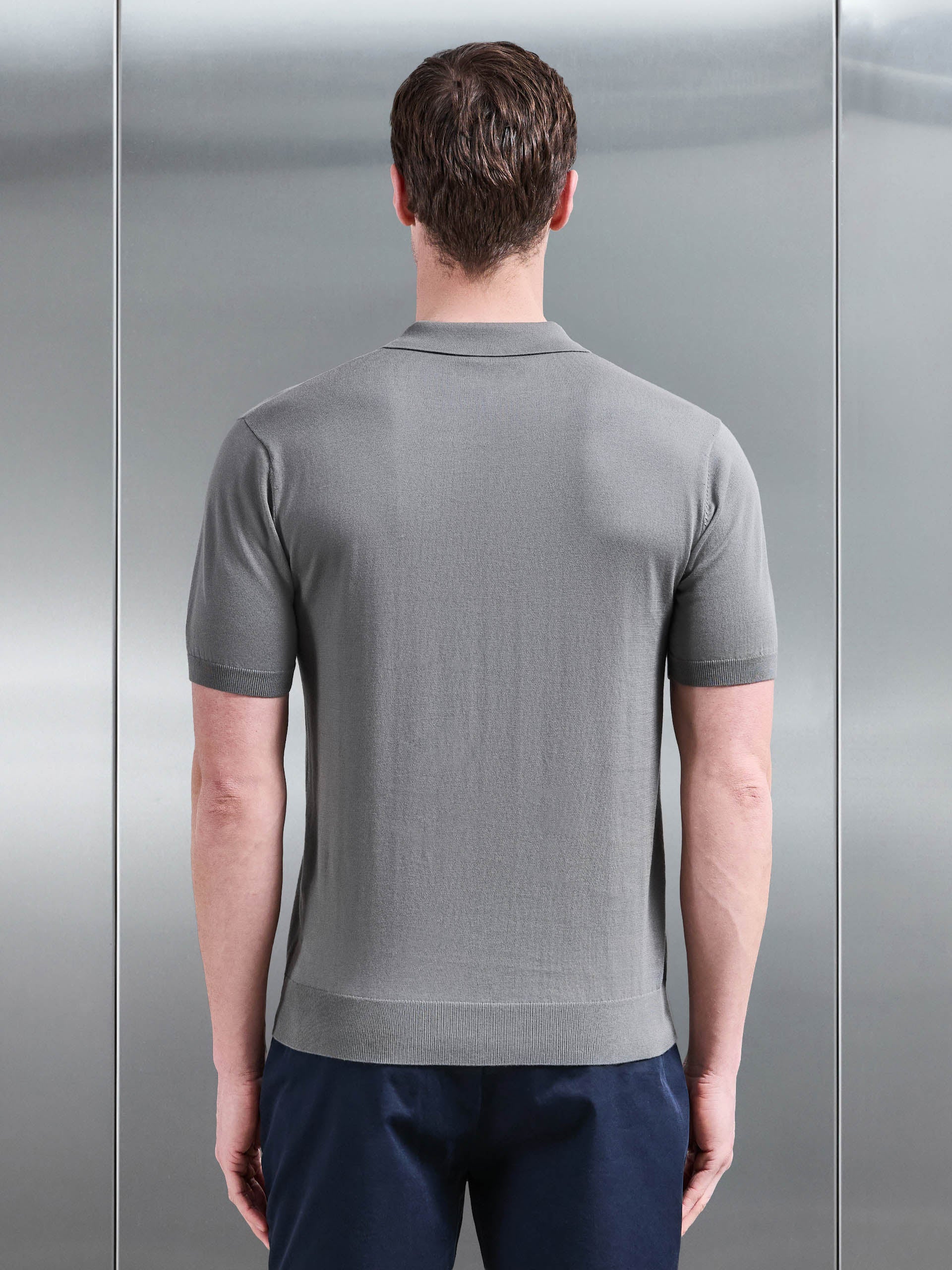Mens Cotton And Silk Polo Shirt in Sage