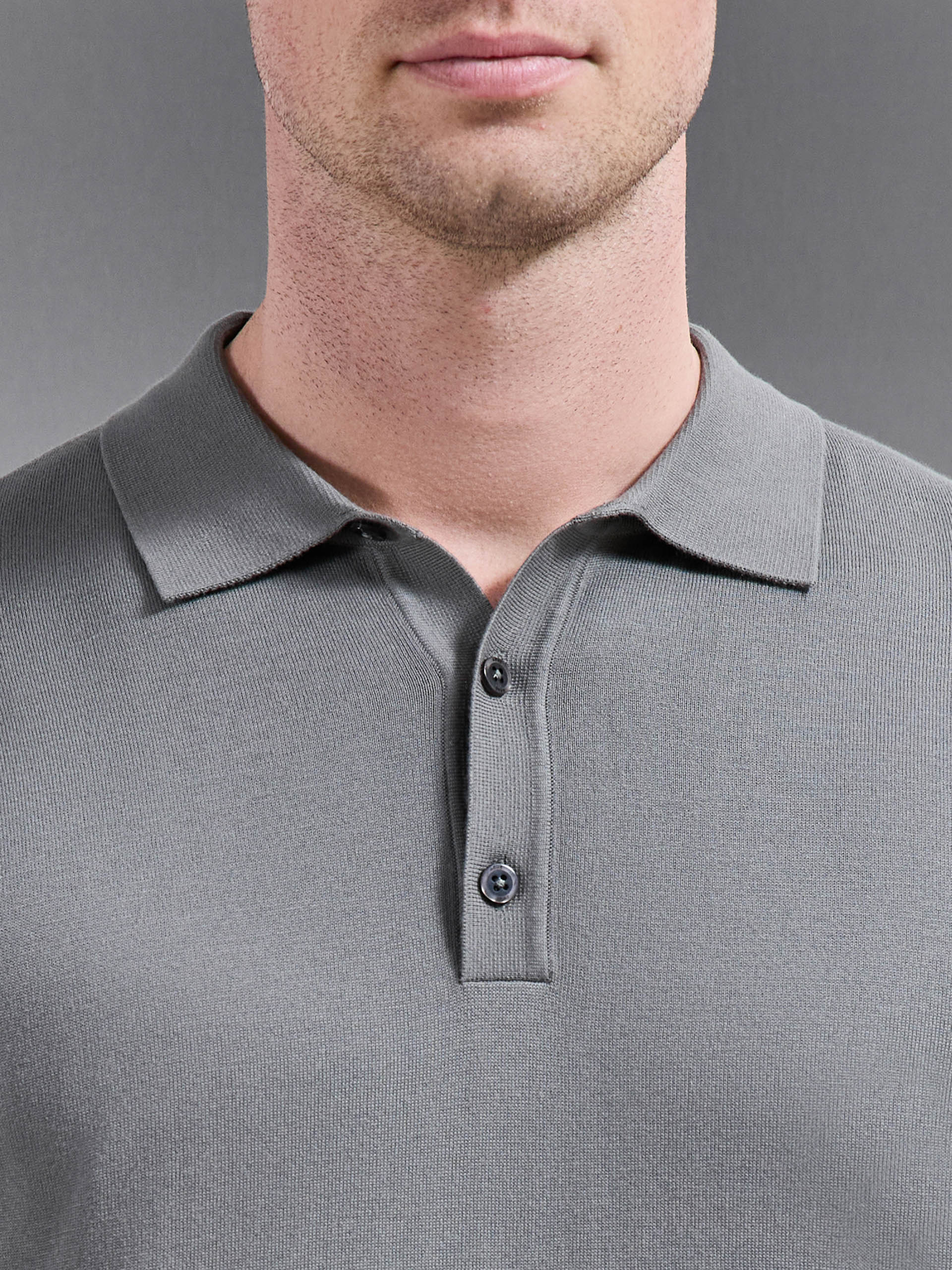 Mens Cotton And Silk Polo Shirt in Sage