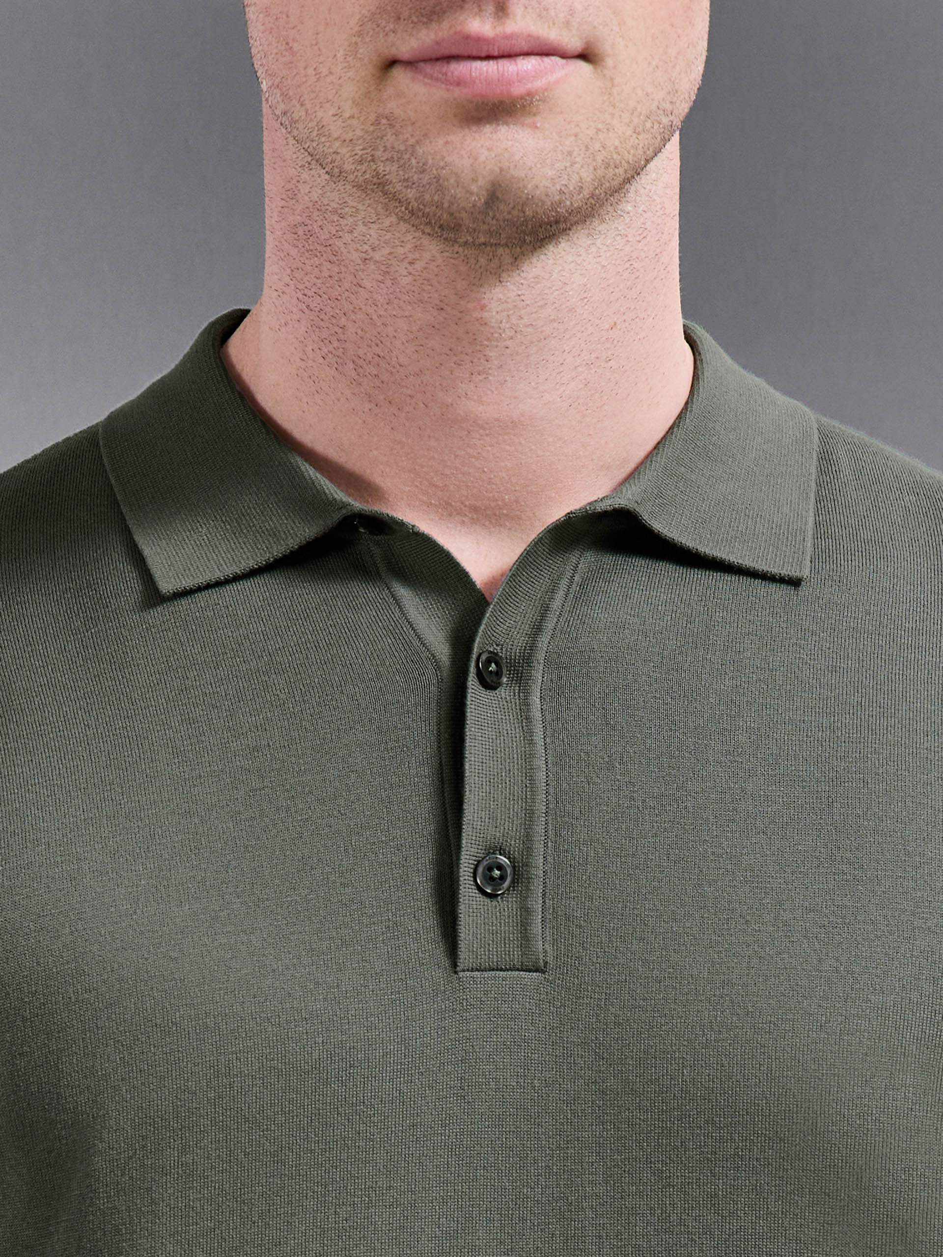 Cotton And Silk Polo Shirt in Sage