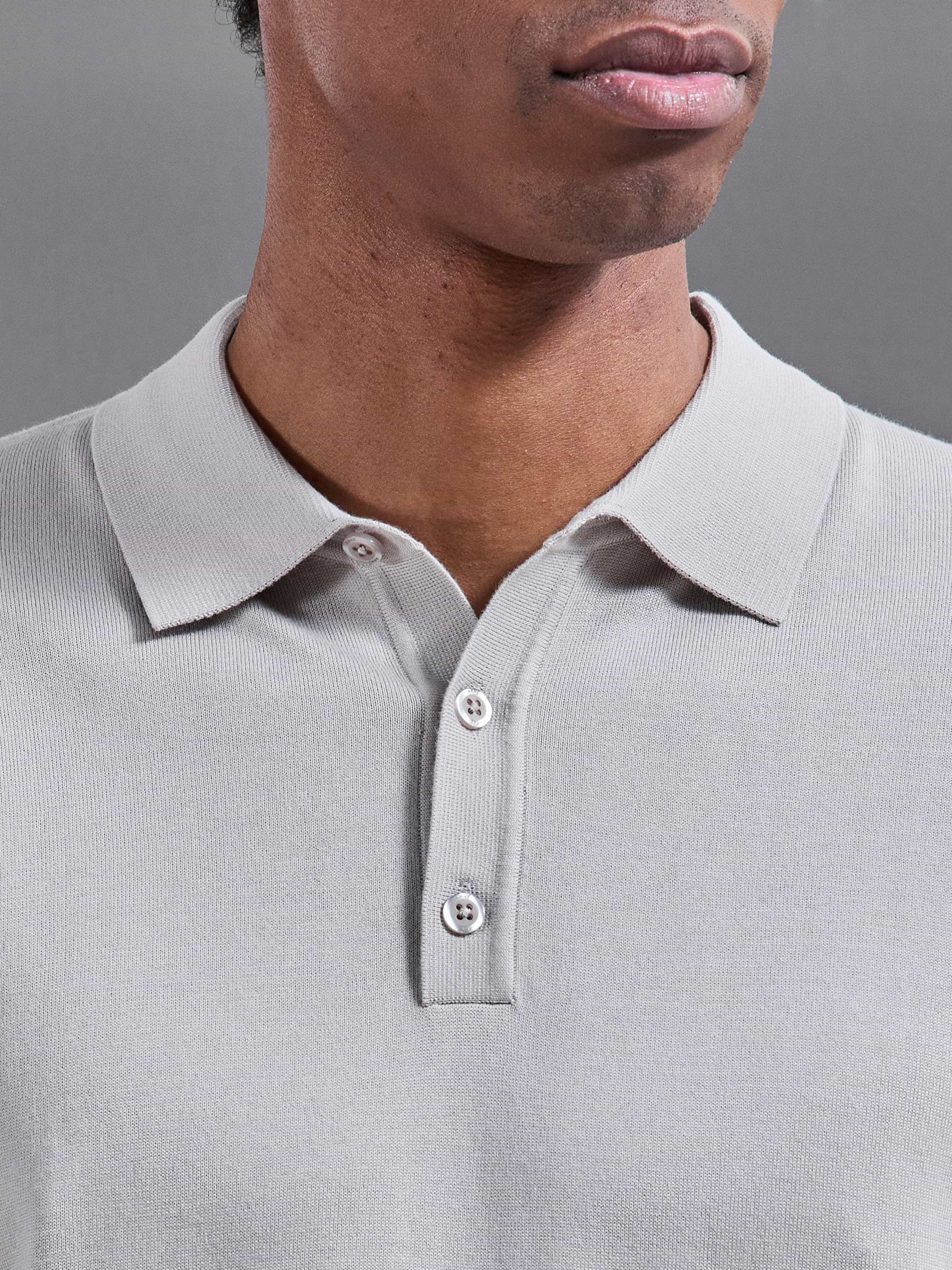 Cotton and Silk Polo Shirt in Stone