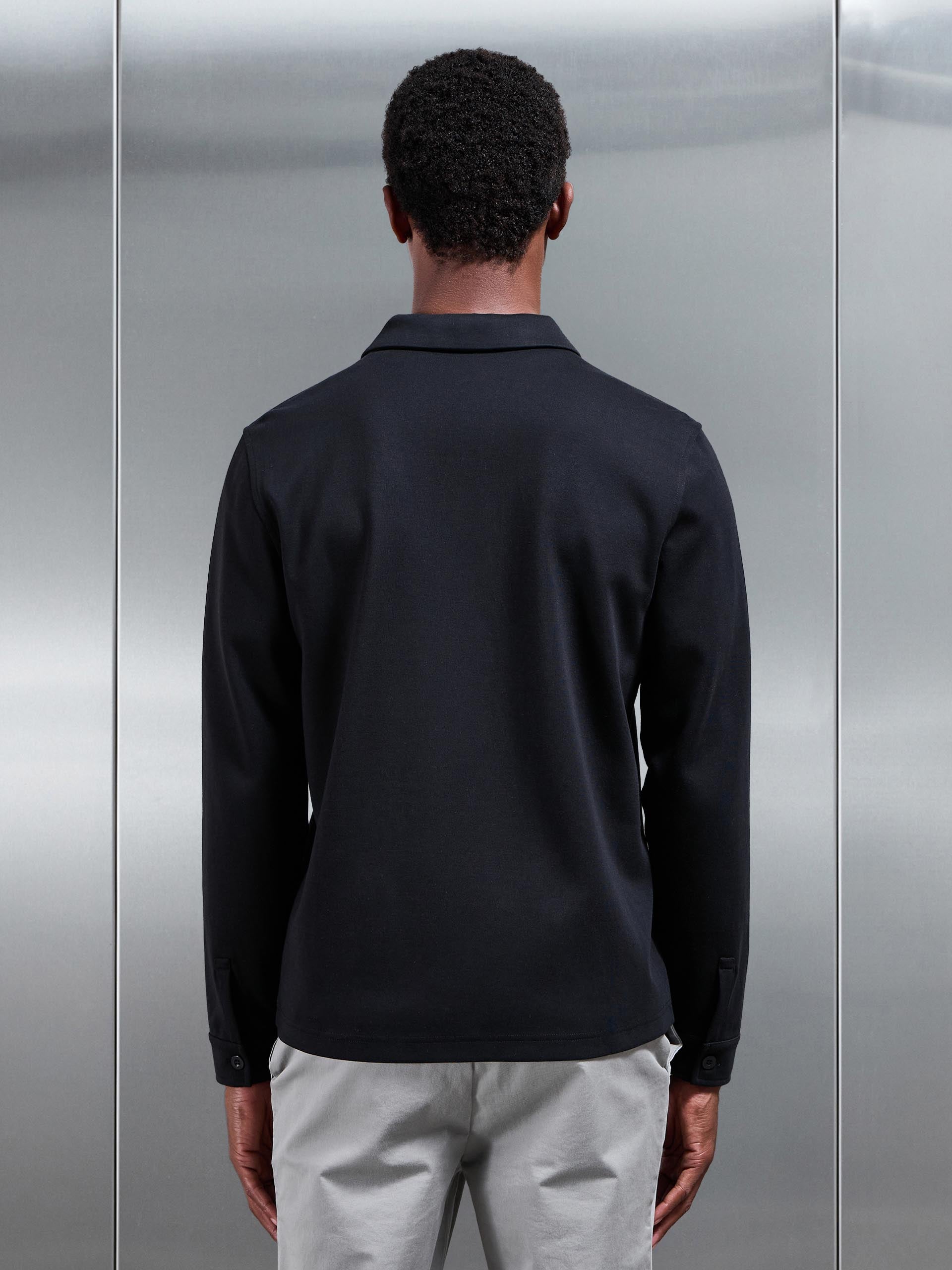 Mens Cotton Jersey Overshirt in Black
