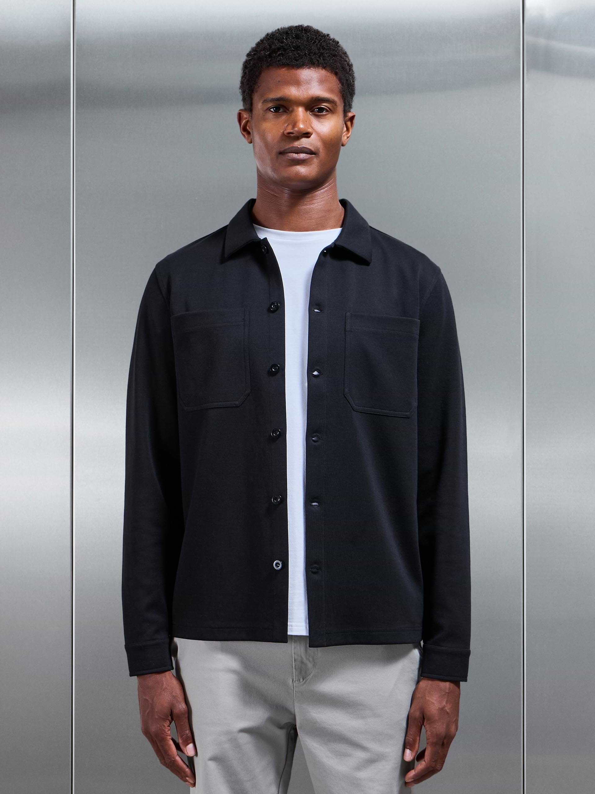 Cotton Jersey Overshirt in Black