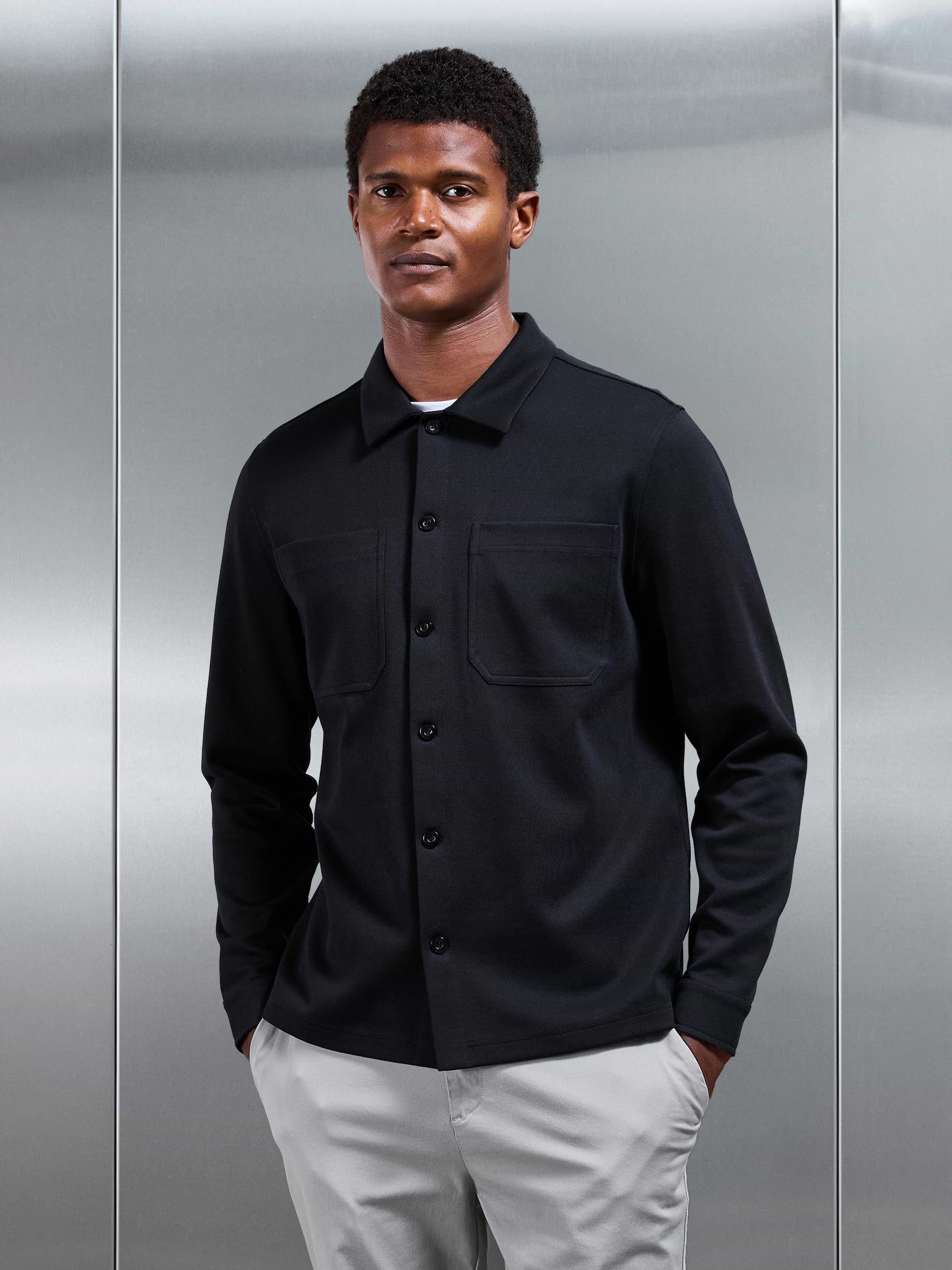 Cotton Jersey Overshirt in Black