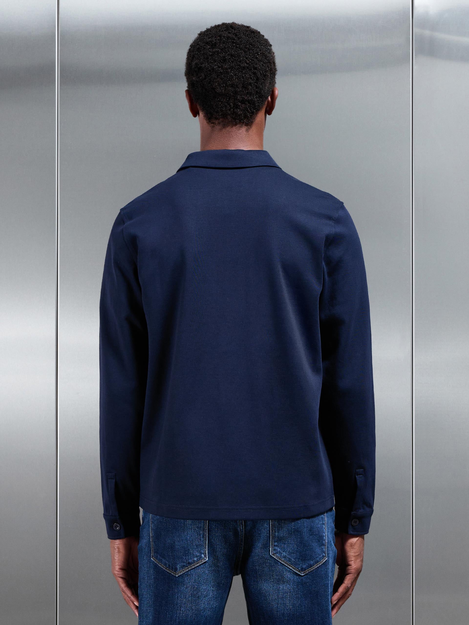 Mens Cotton Jersey Overshirt in Navy