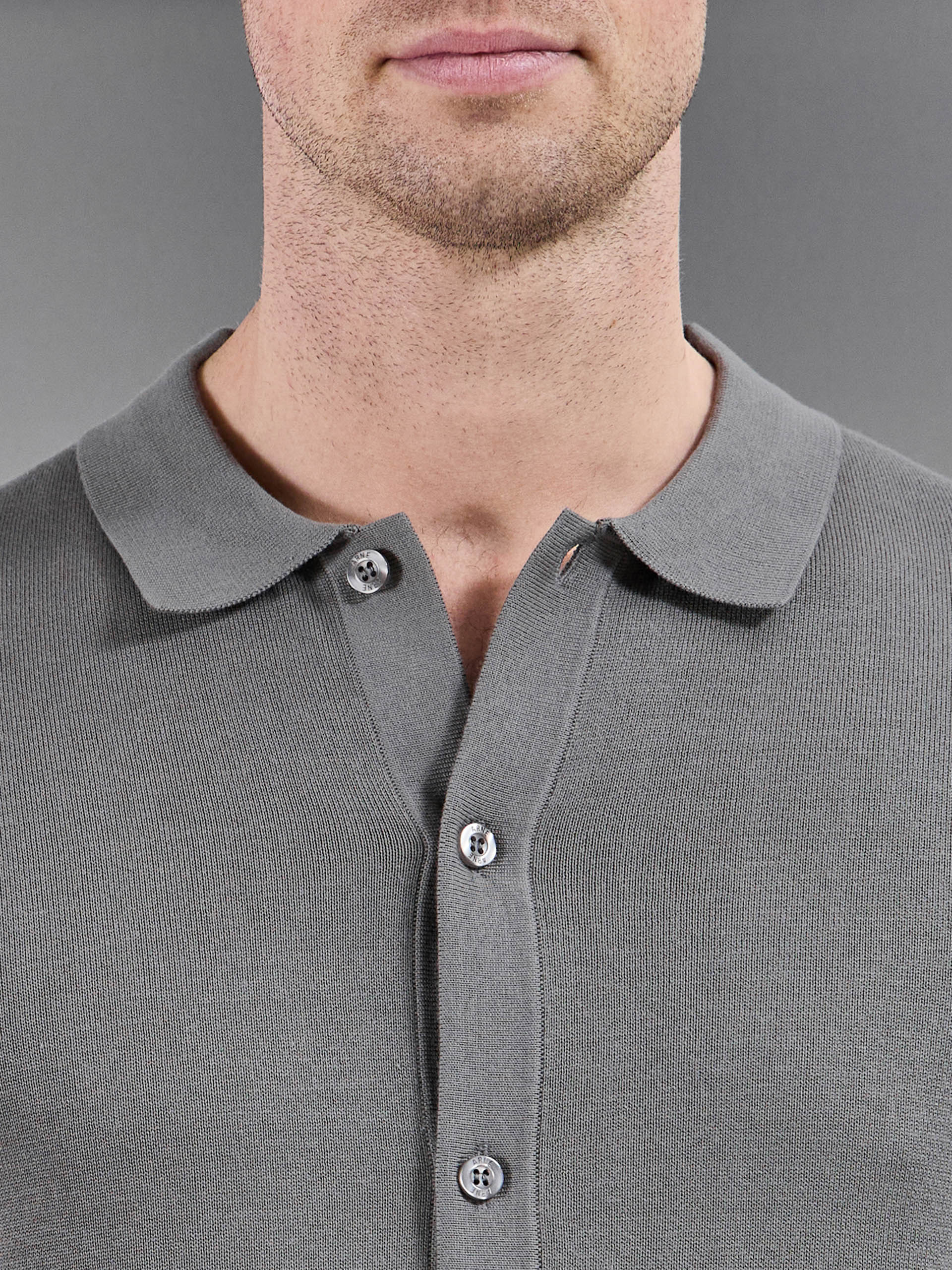 Mens Cotton Knitted Button Through Short Sleeve Shirt in Sage