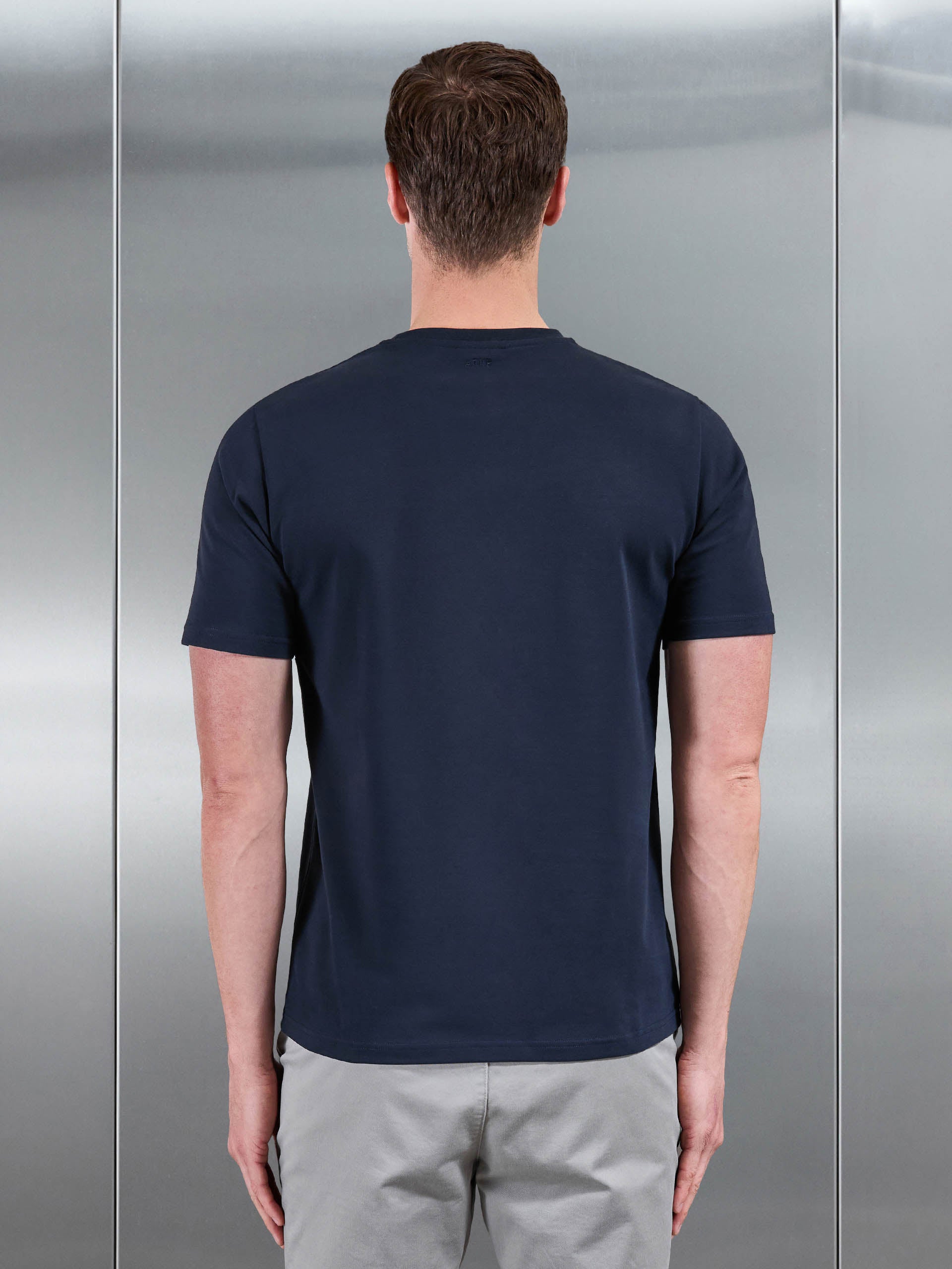 Mens Cotton Stretch Colour Block T-Shirt in Navy