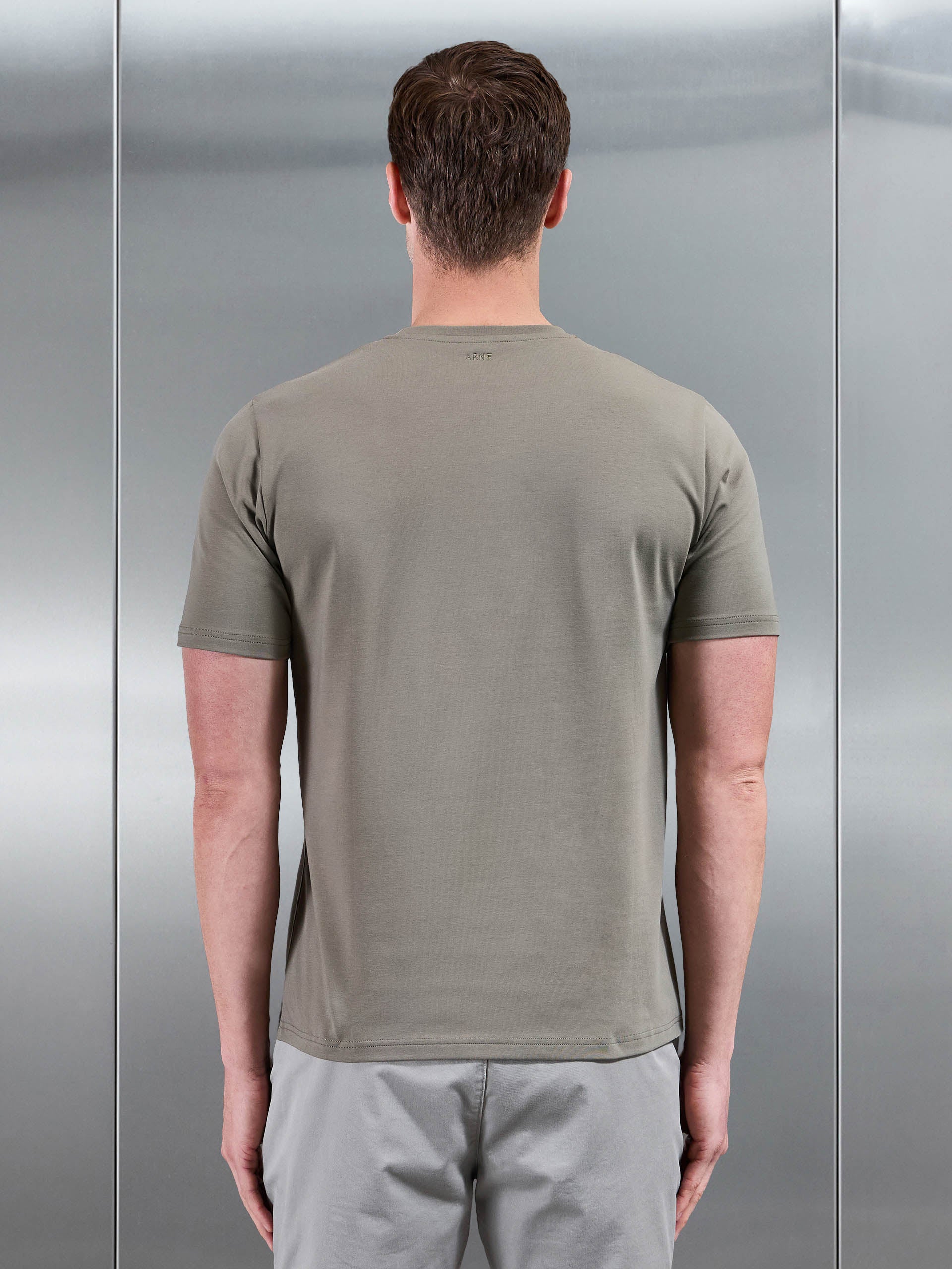 Mens Cotton Stretch Colour Block T-Shirt in Sage