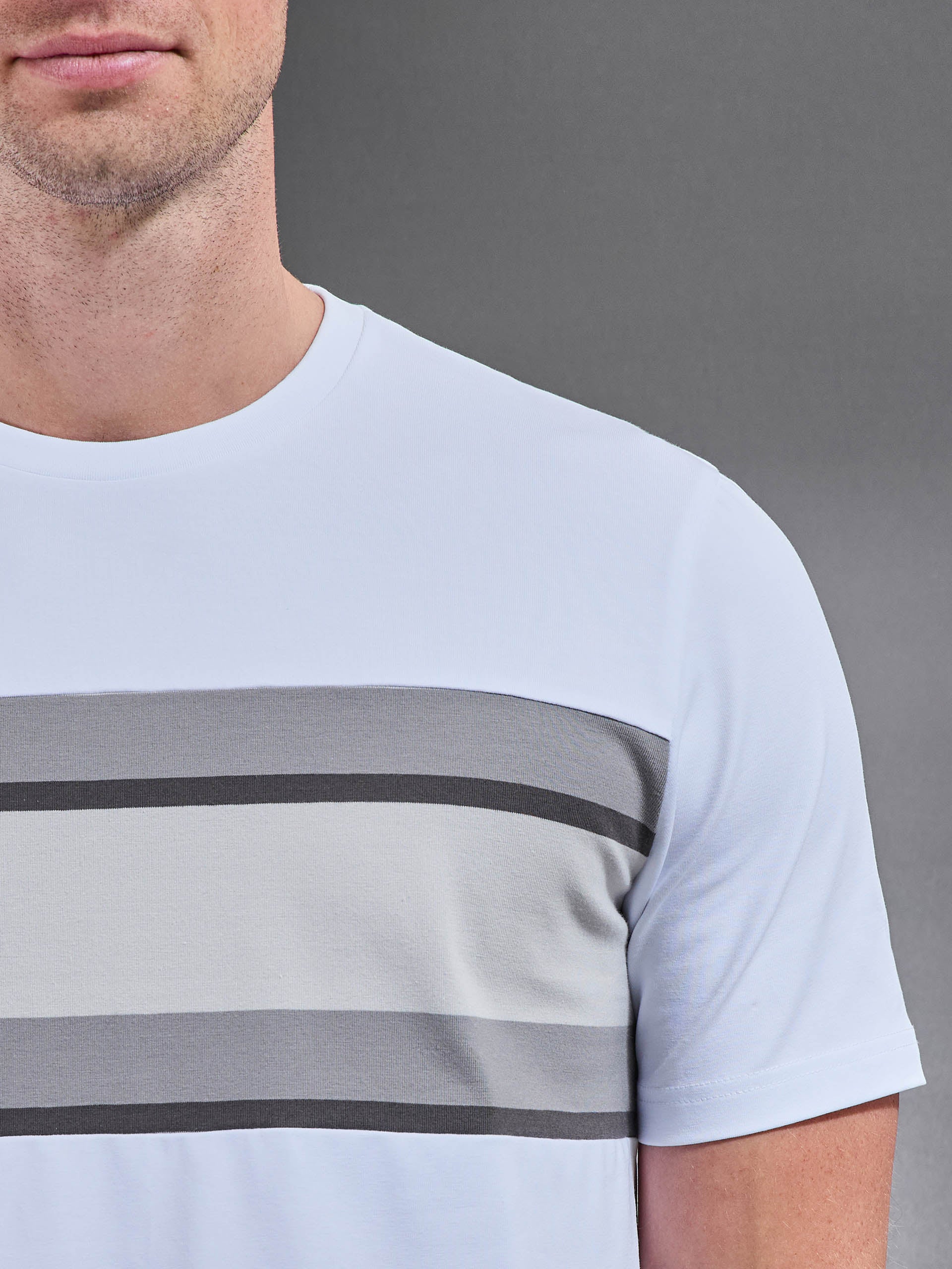 Mens Cotton Stretch Colour Block T-Shirt in White
