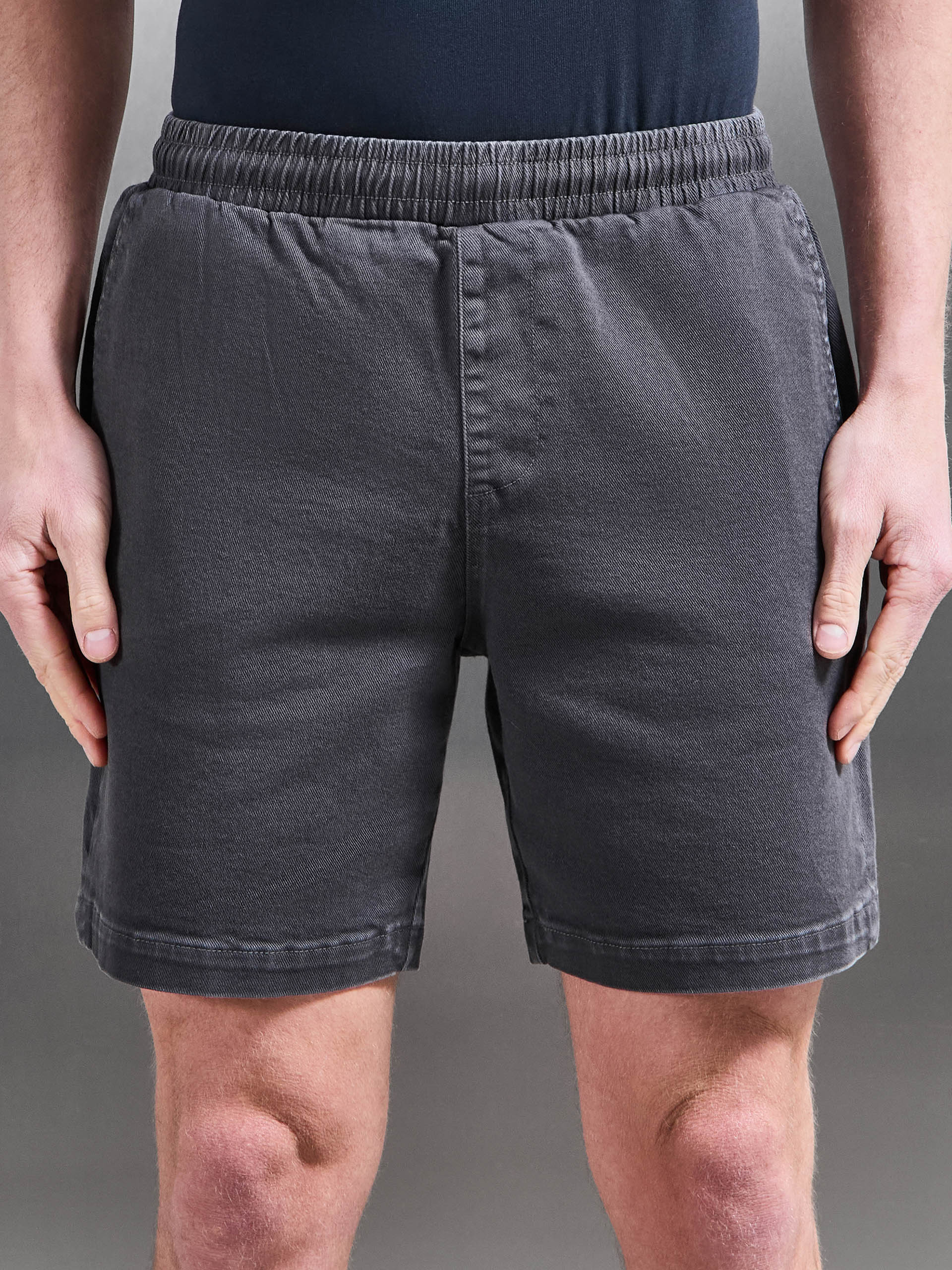 Mens Cotton Twill Stretch Short in Grey