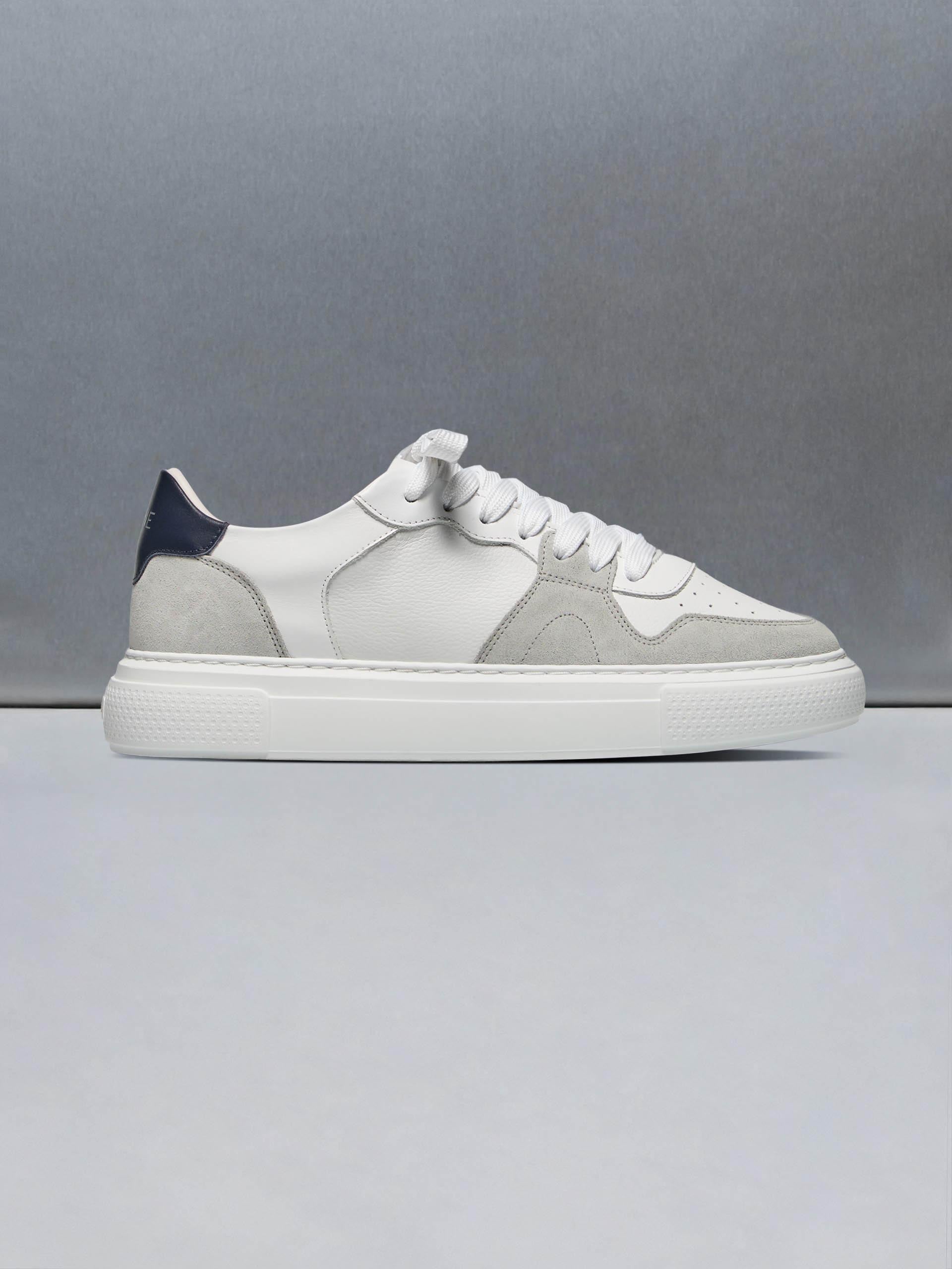 Mens Court Trainer in White Grey