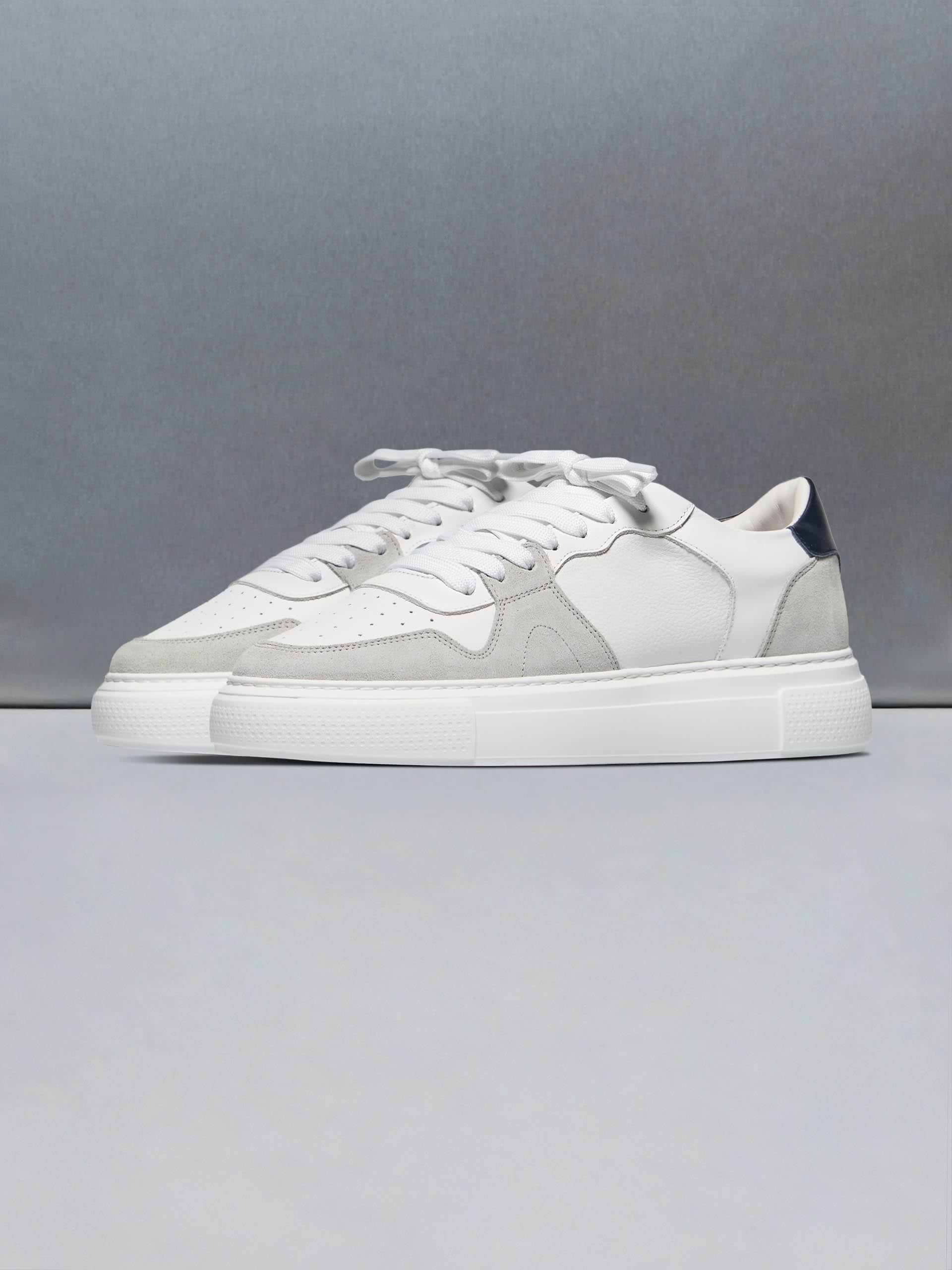 Mens Court Trainer in White Grey