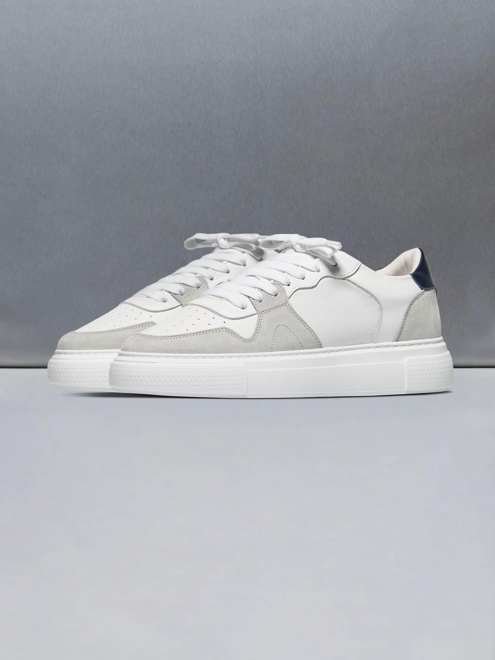 Mens Court Trainer in White Grey