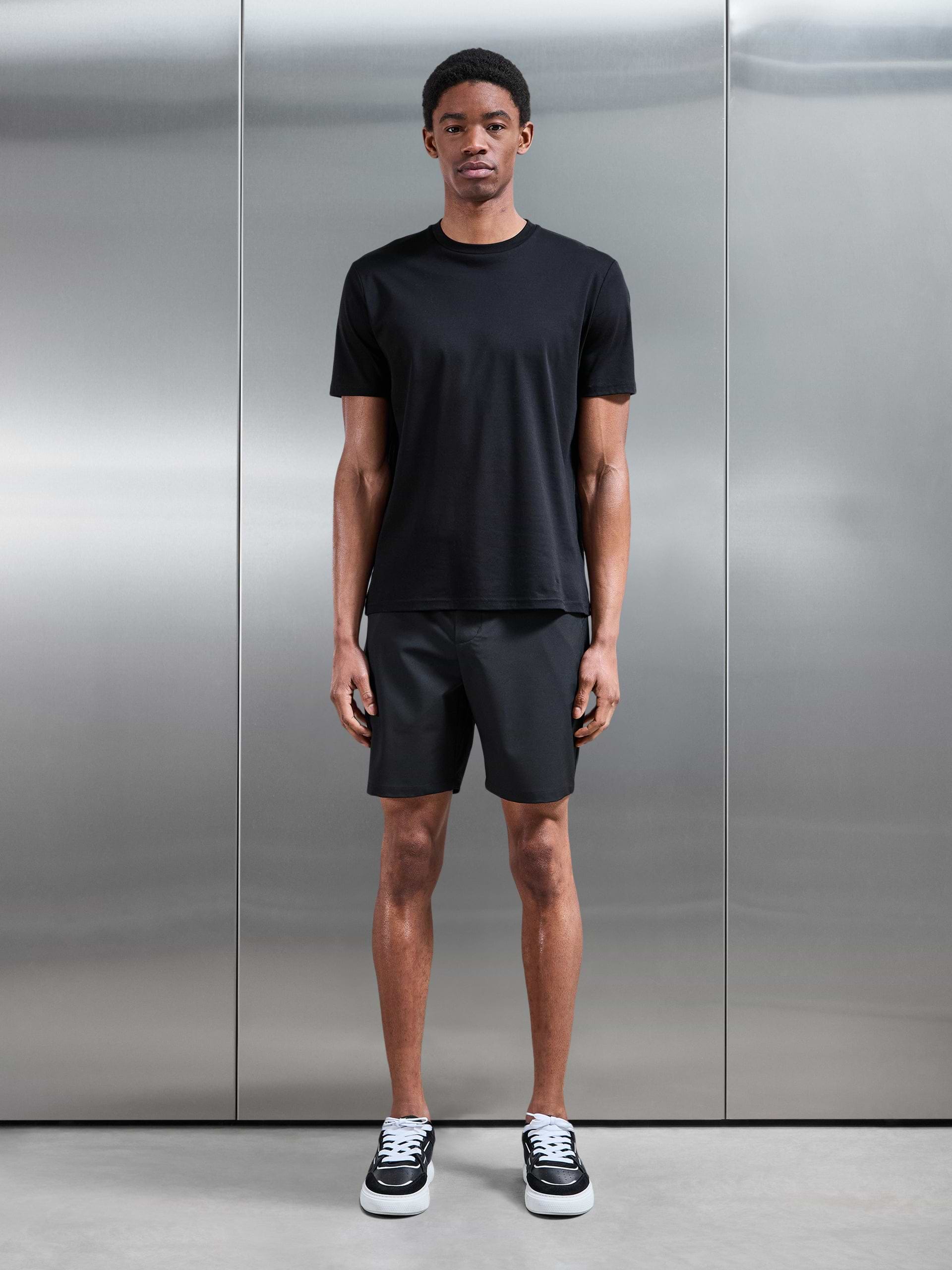 Mens Crease Resistant Stretch Chino Short in Black