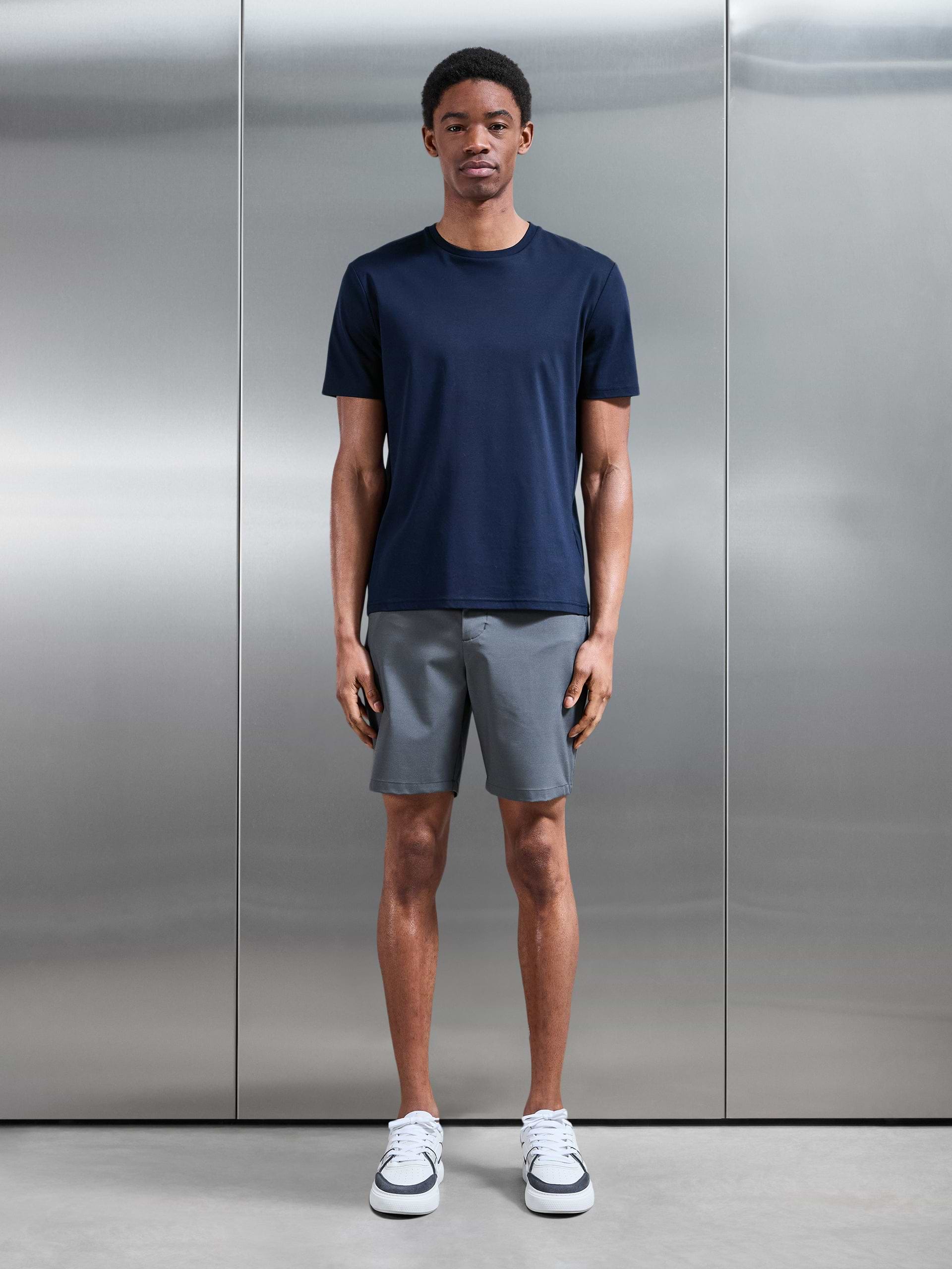 Mens Crease Resistant Stretch Chino Short in Grey