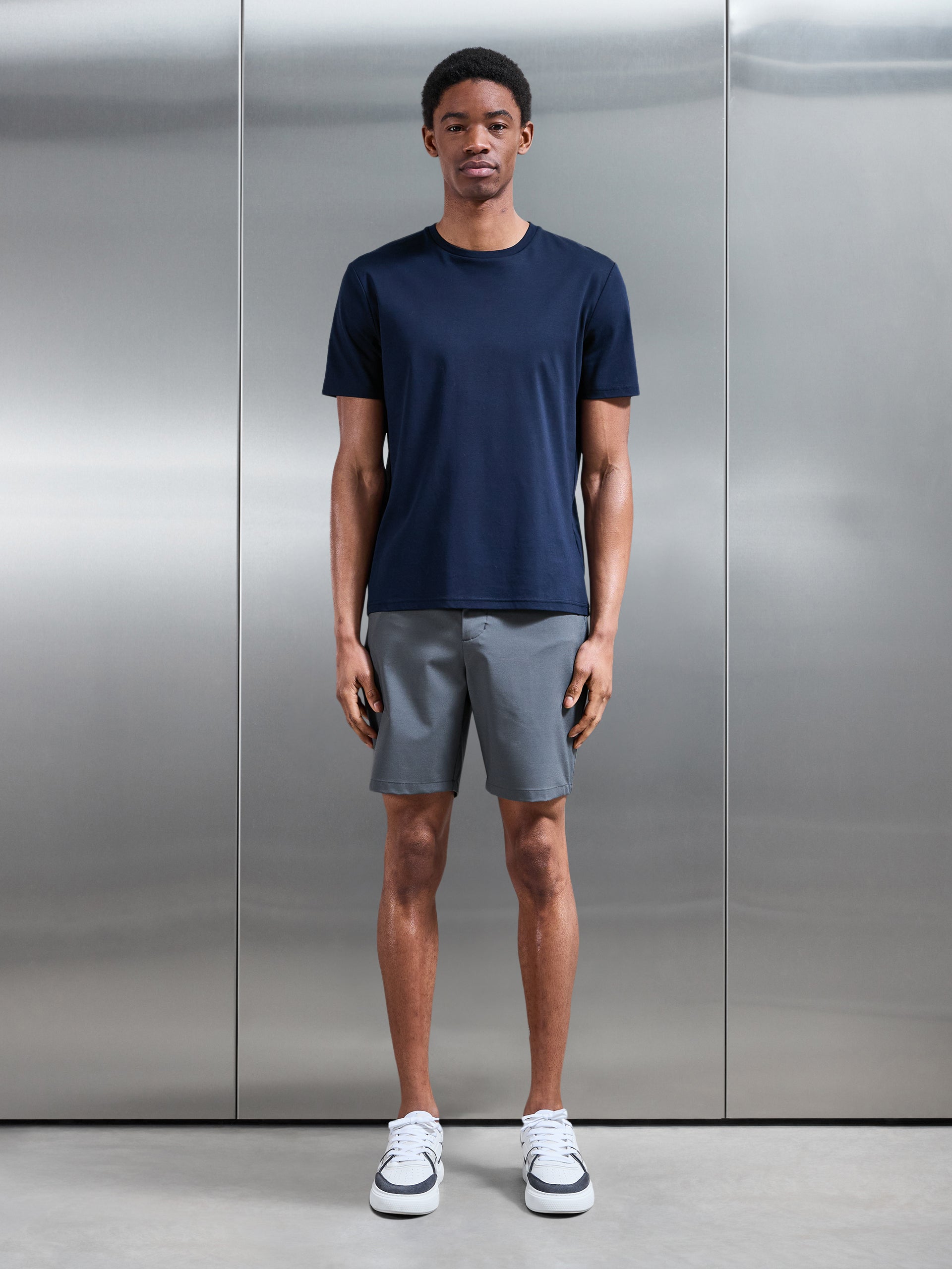 Mens Crease Resistant Stretch Chino Short in Grey