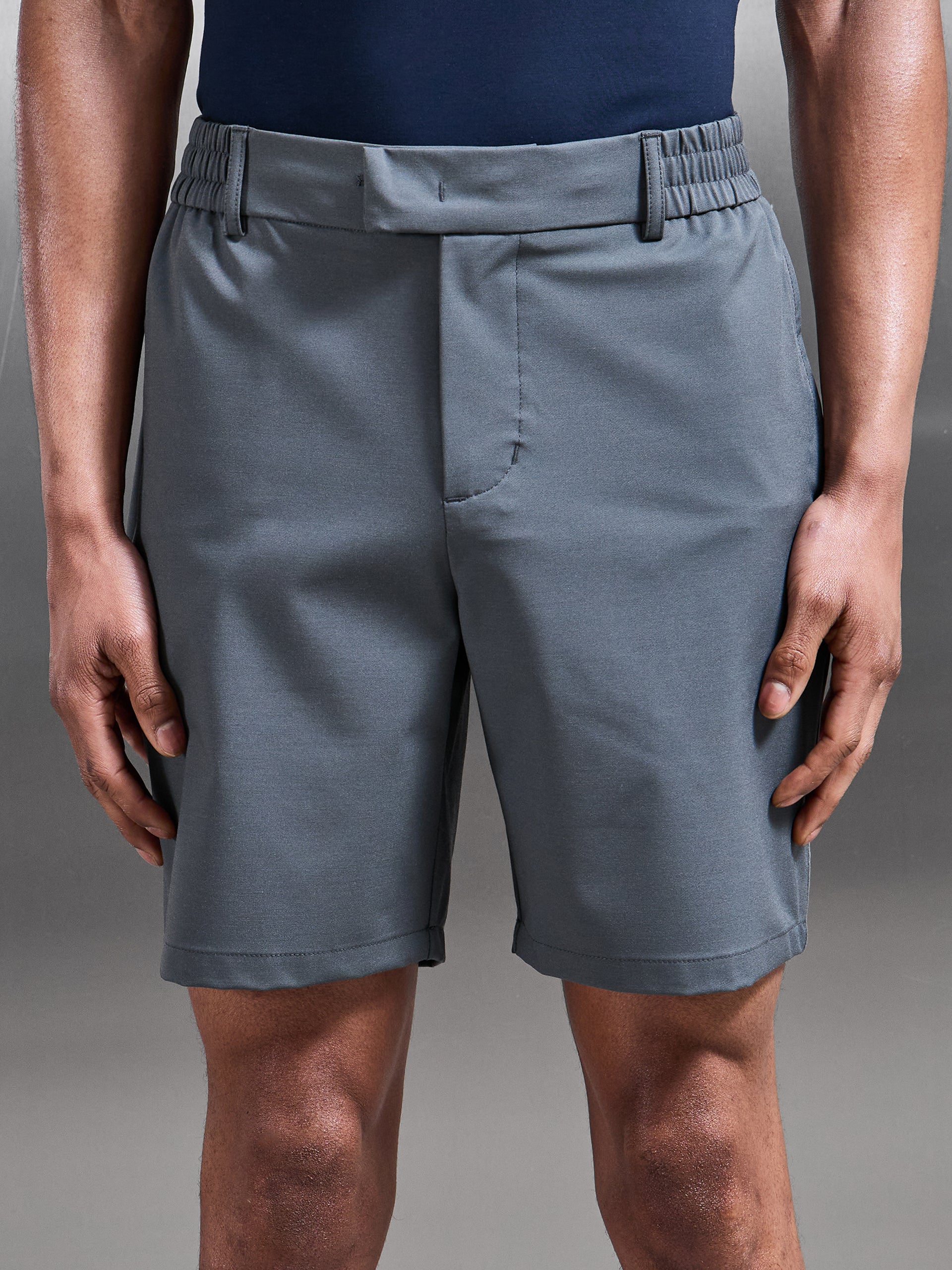 Mens Crease Resistant Stretch Chino Short in Grey