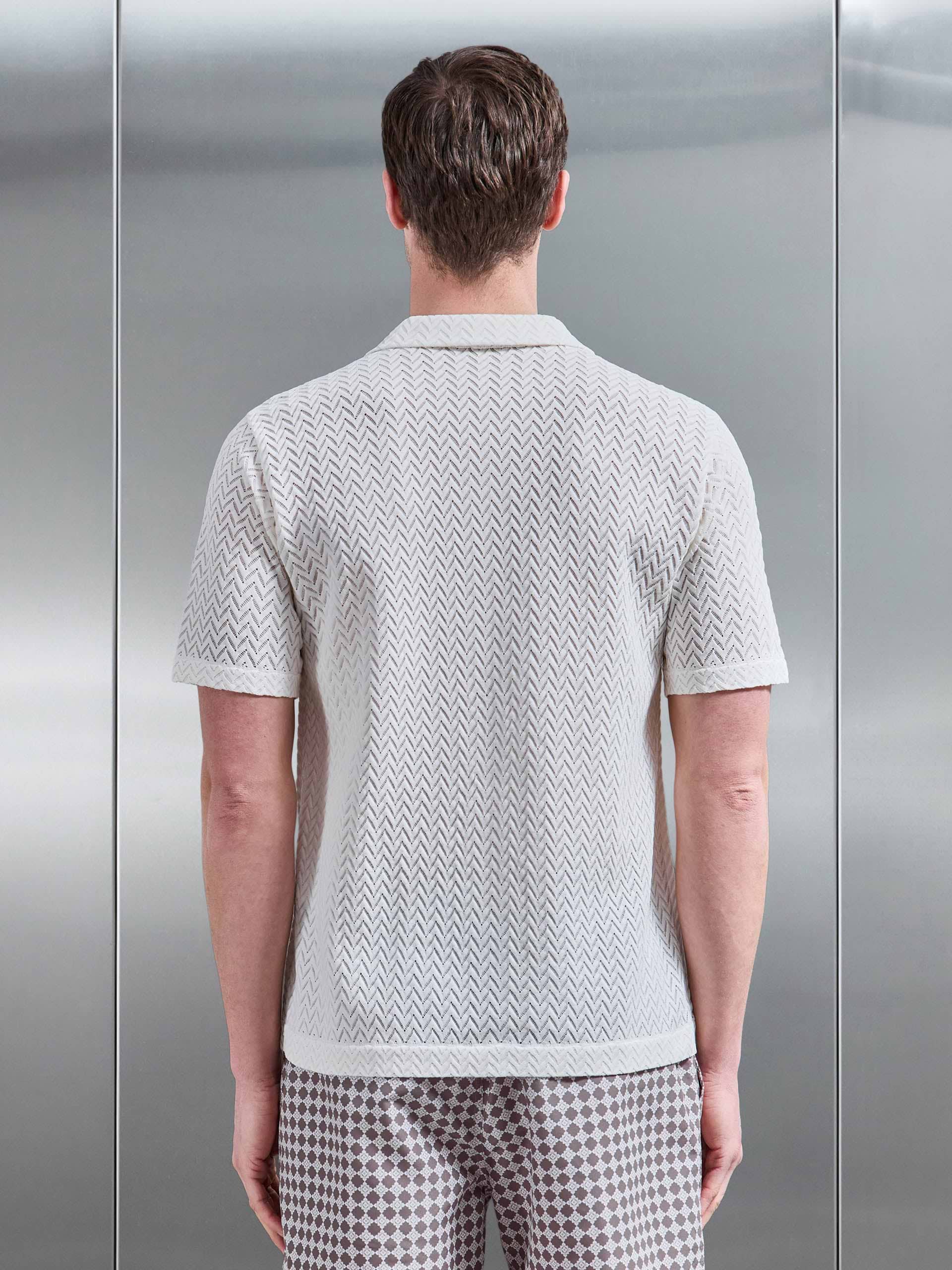 Crochet Revere Collar Shirt in Ecru
