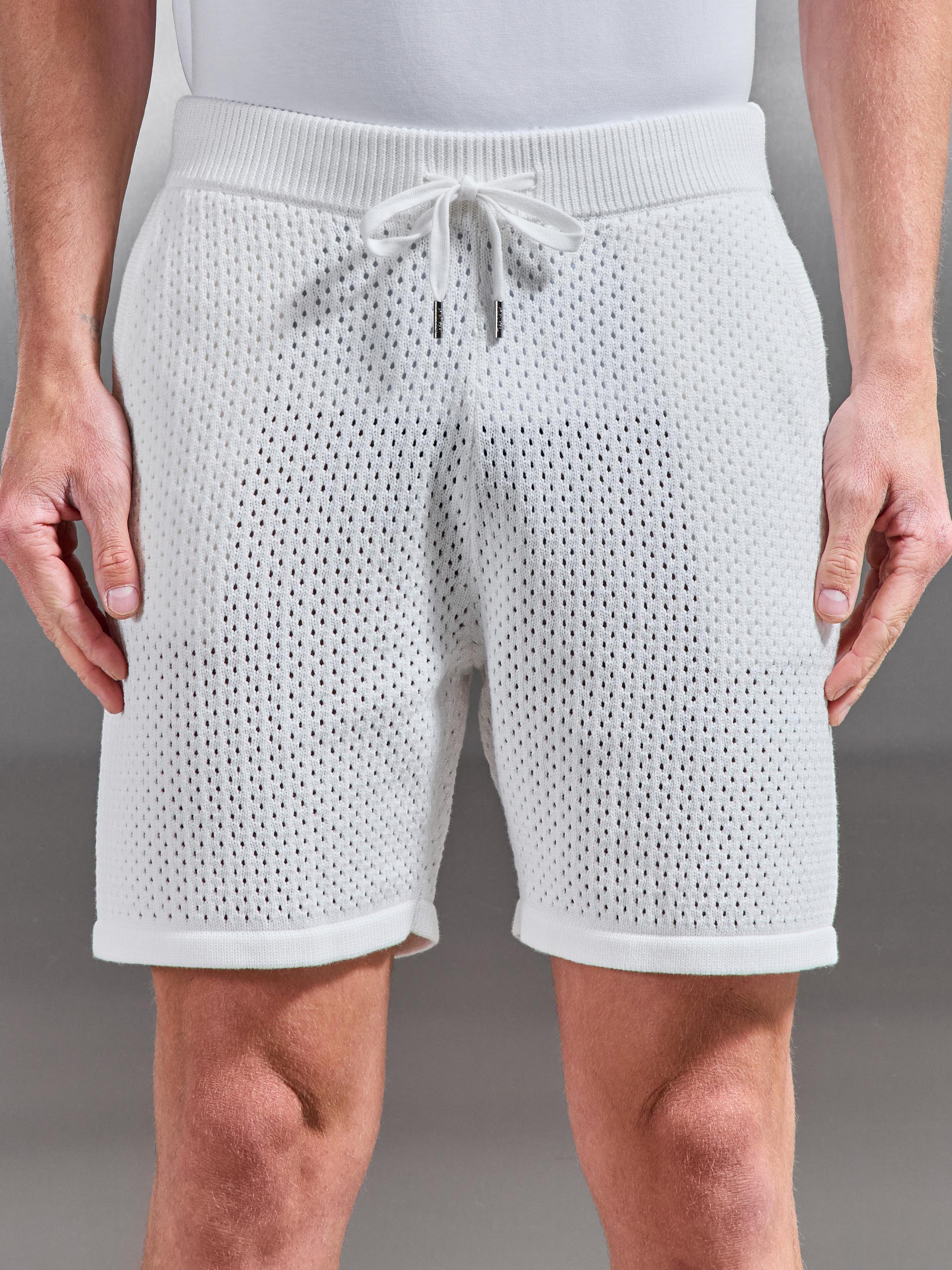 Mens Crochet Short in Off White