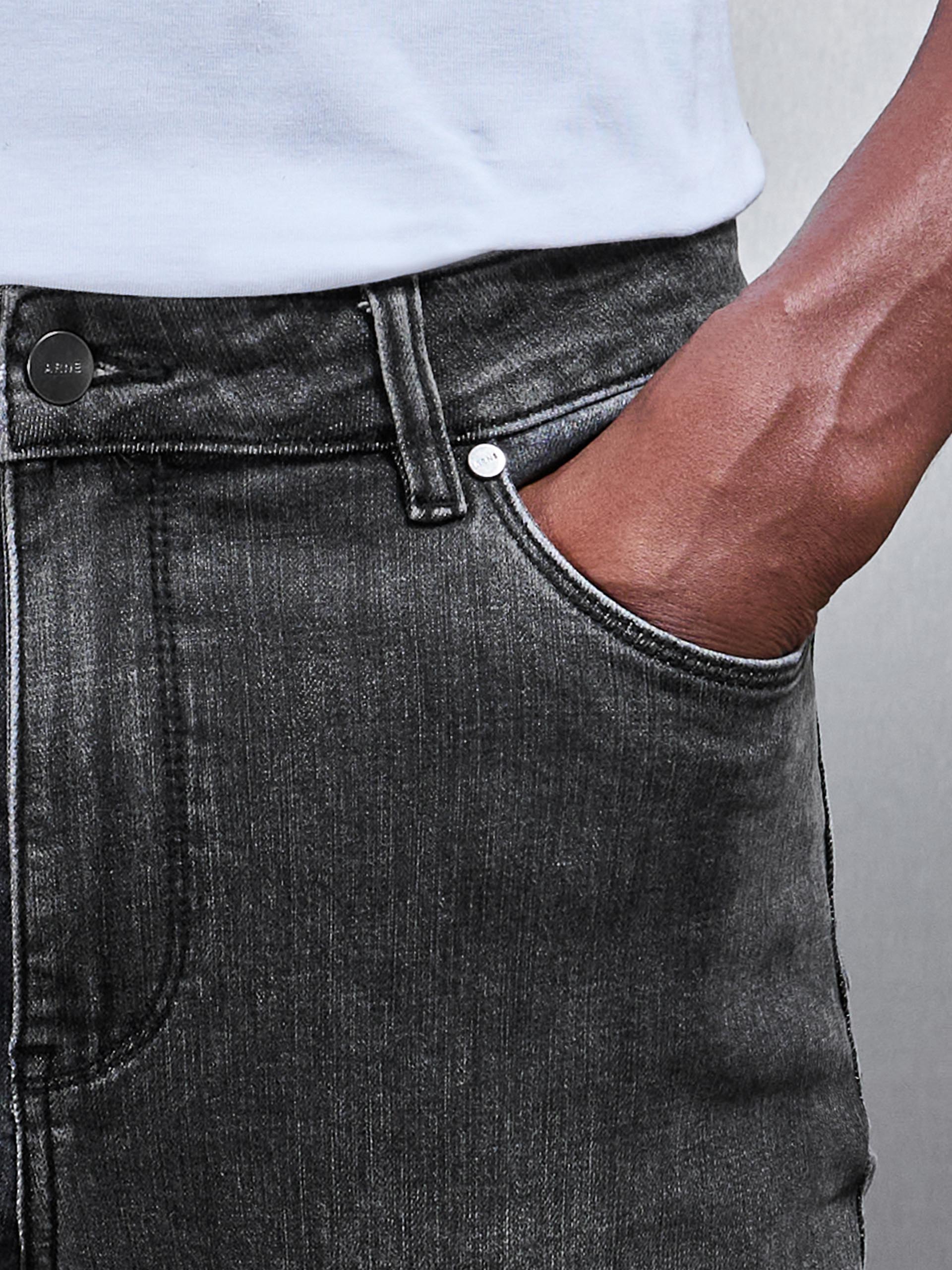 Mens Distressed Denim Jeans in Grey Wash