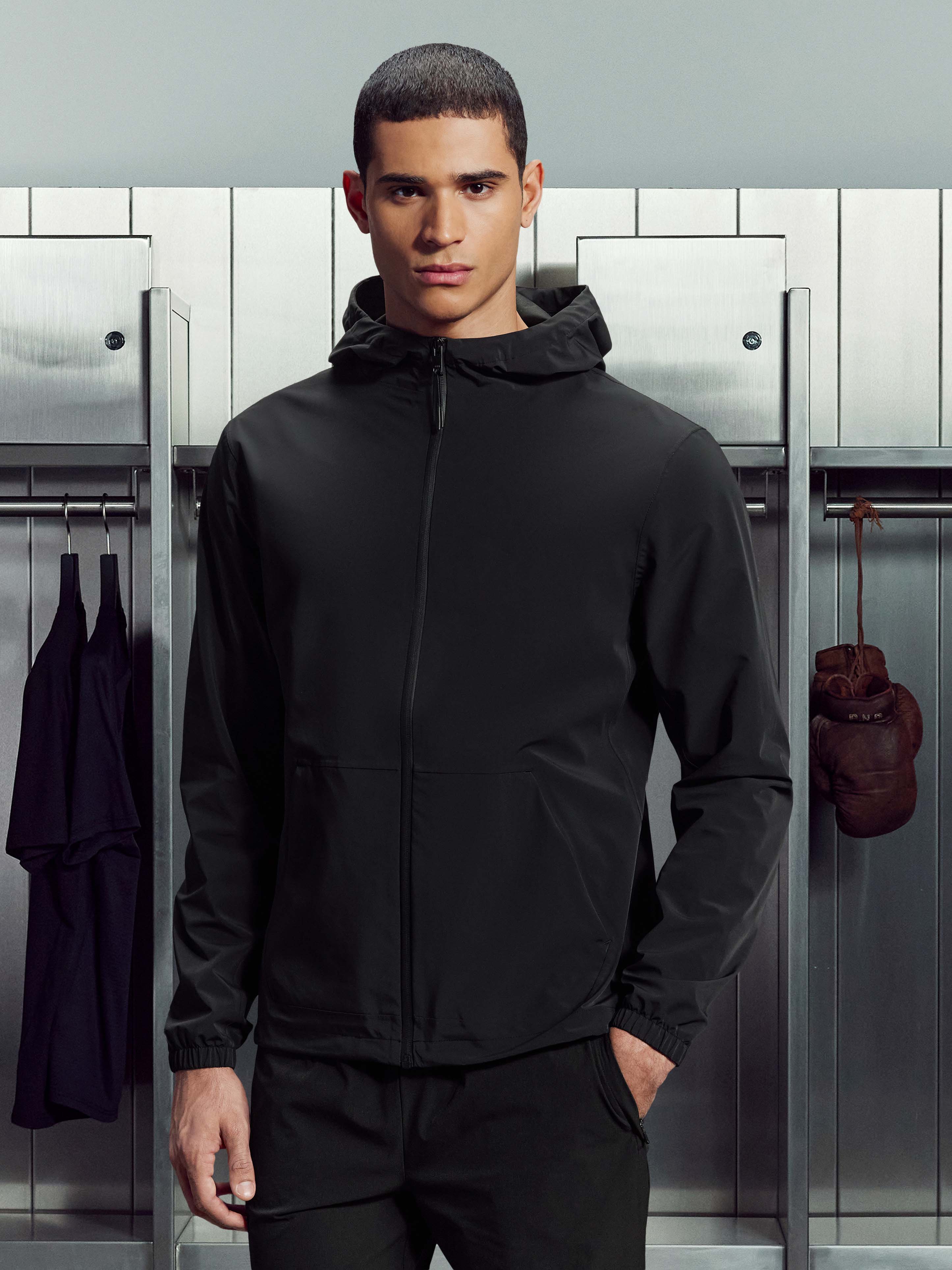 Mens Element Waterproof Windbreaker in Black