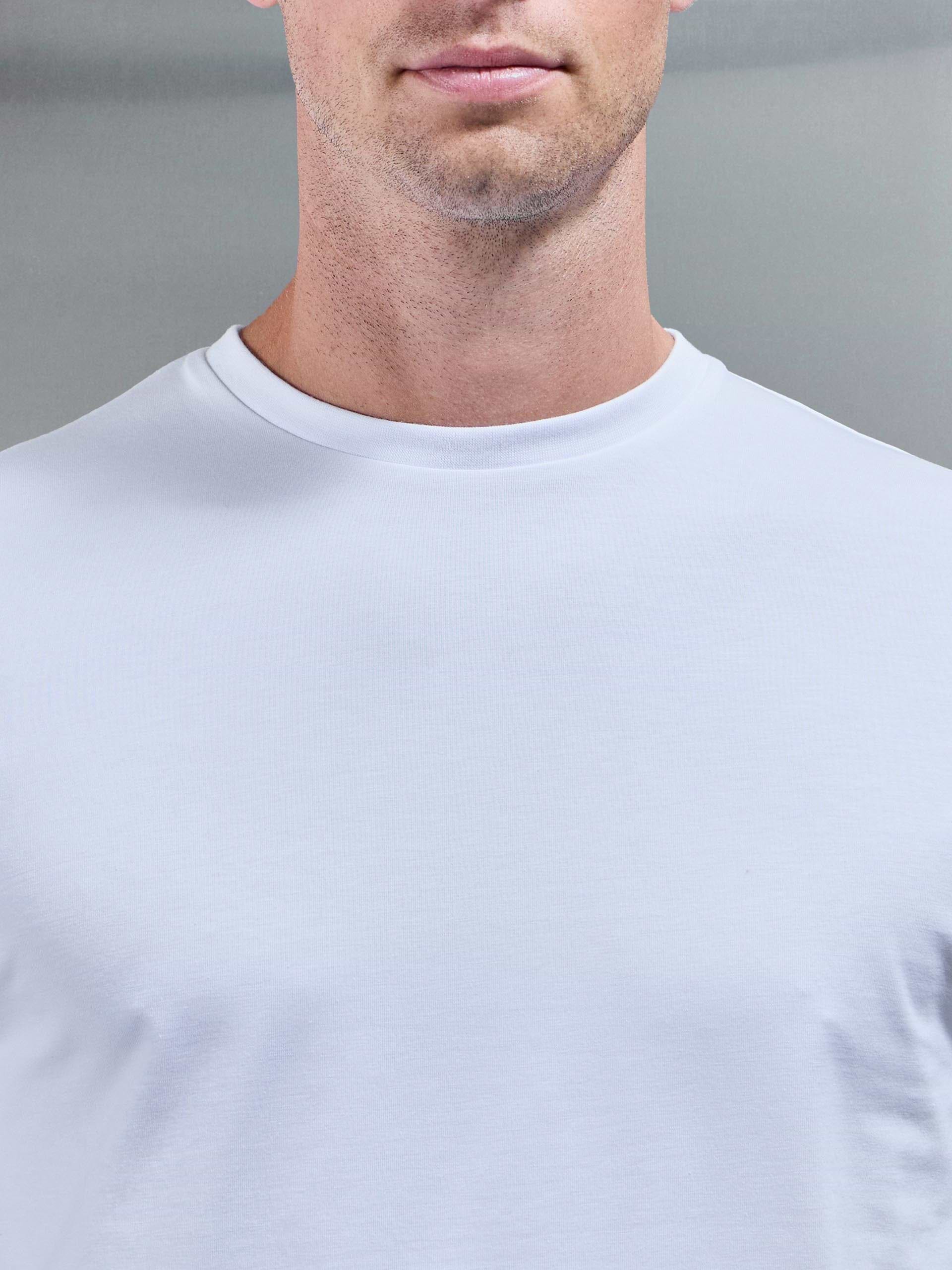 Essential Cotton Stretch Long Sleeve Slim T-Shirt in White